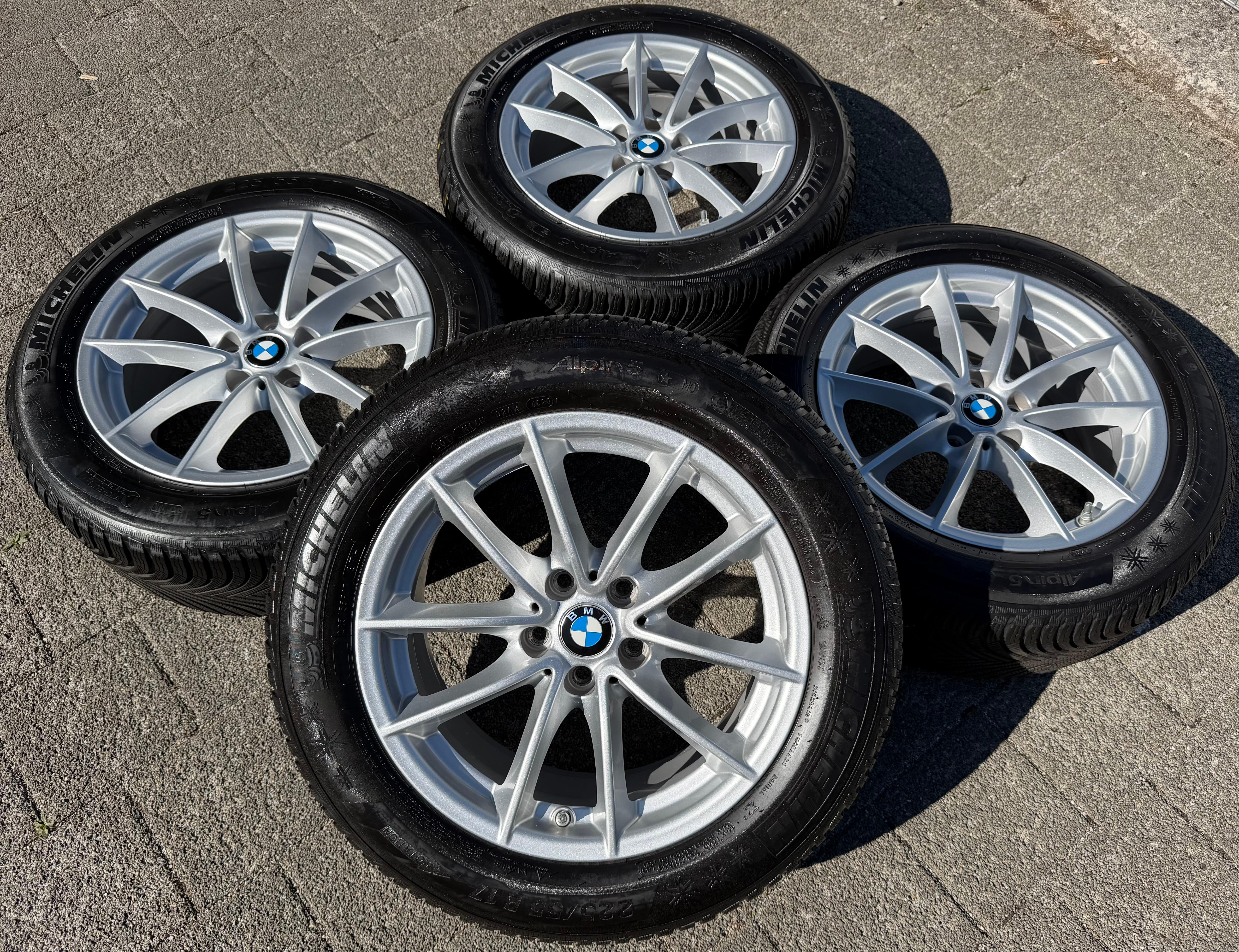 4 jantes d'hiver d'origine en aluminium 17 pouces pour BMW Série 5 G30 G31, 225/55R17 97H, Michelin avec système de surveillance de la pression des pneus (TPMS)