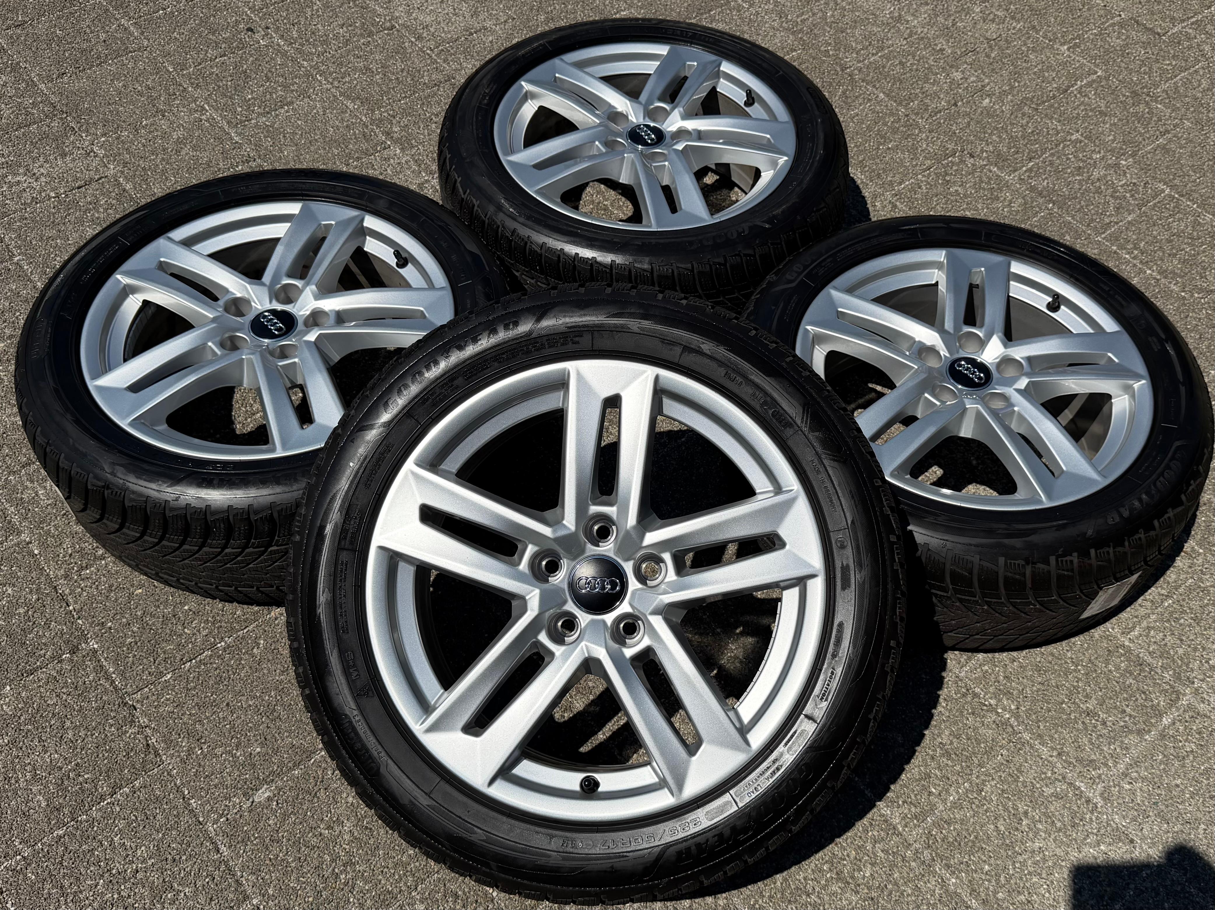 4 llantas de aluminio originales de invierno de 17" para Audi A4 B9 8W 8W0601025P 225/50R17 98H Goodyear
