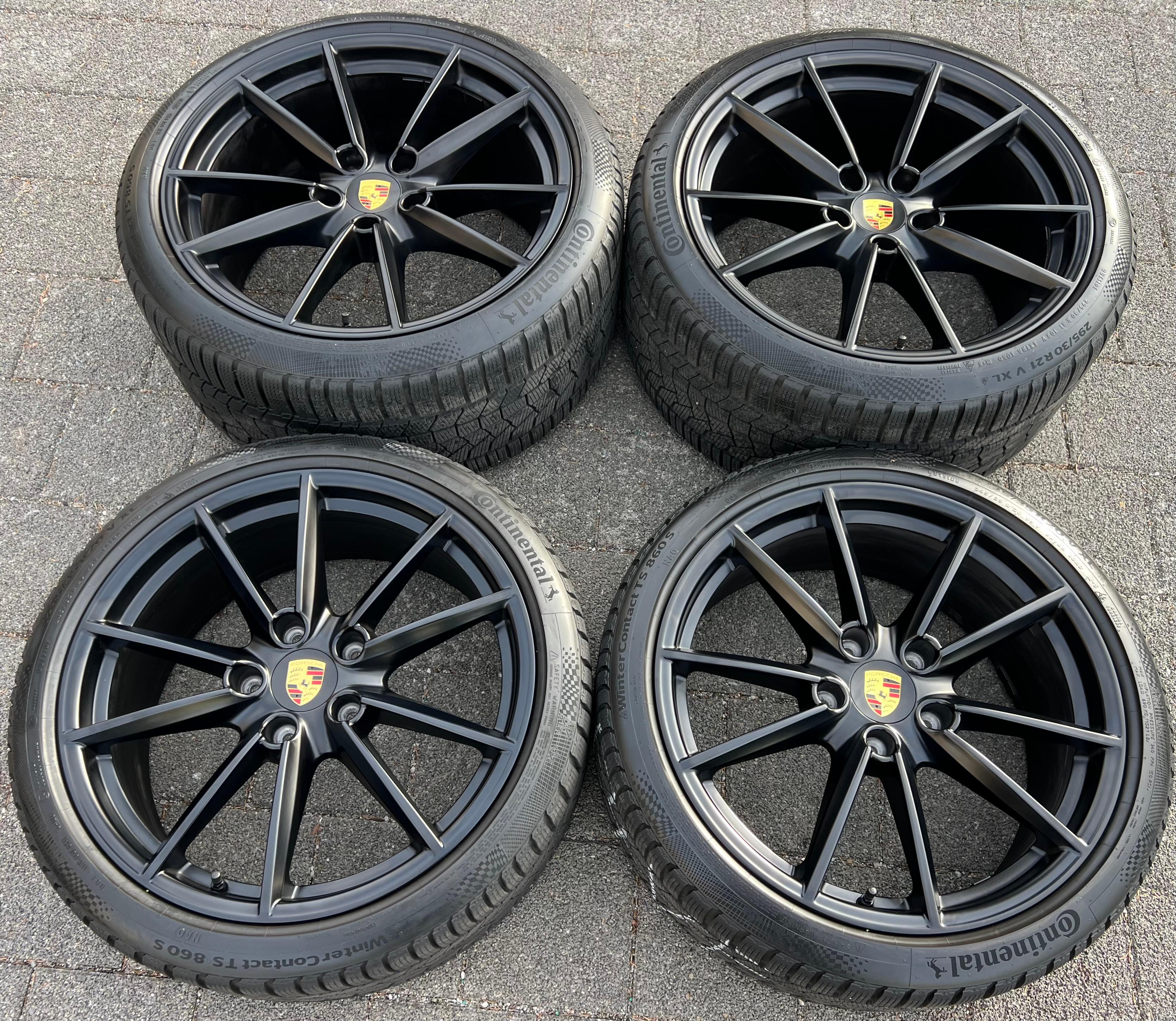 4 RUEDAS DE INVIERNO DE ALEACIÓN ORIGINALES DE 20" 21" PARA PORSCHE 911 992 992601025C 992601025D NEGRAS RDKS