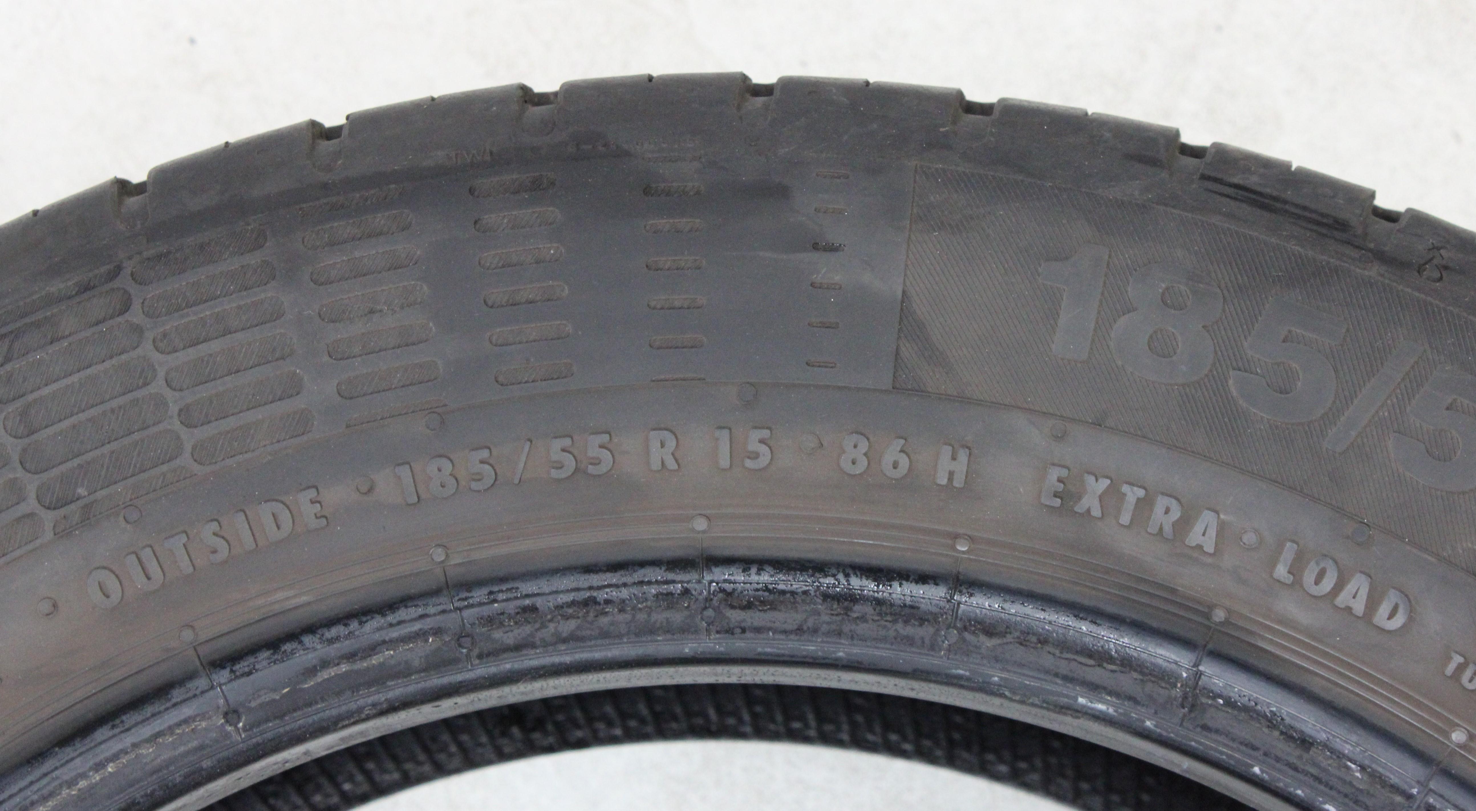 4 neumáticos de verano Continental Eco Contact 5, 185/55R15 86H, 2x4-4,5 mm/2x5-5,5 mm, 2018 XL