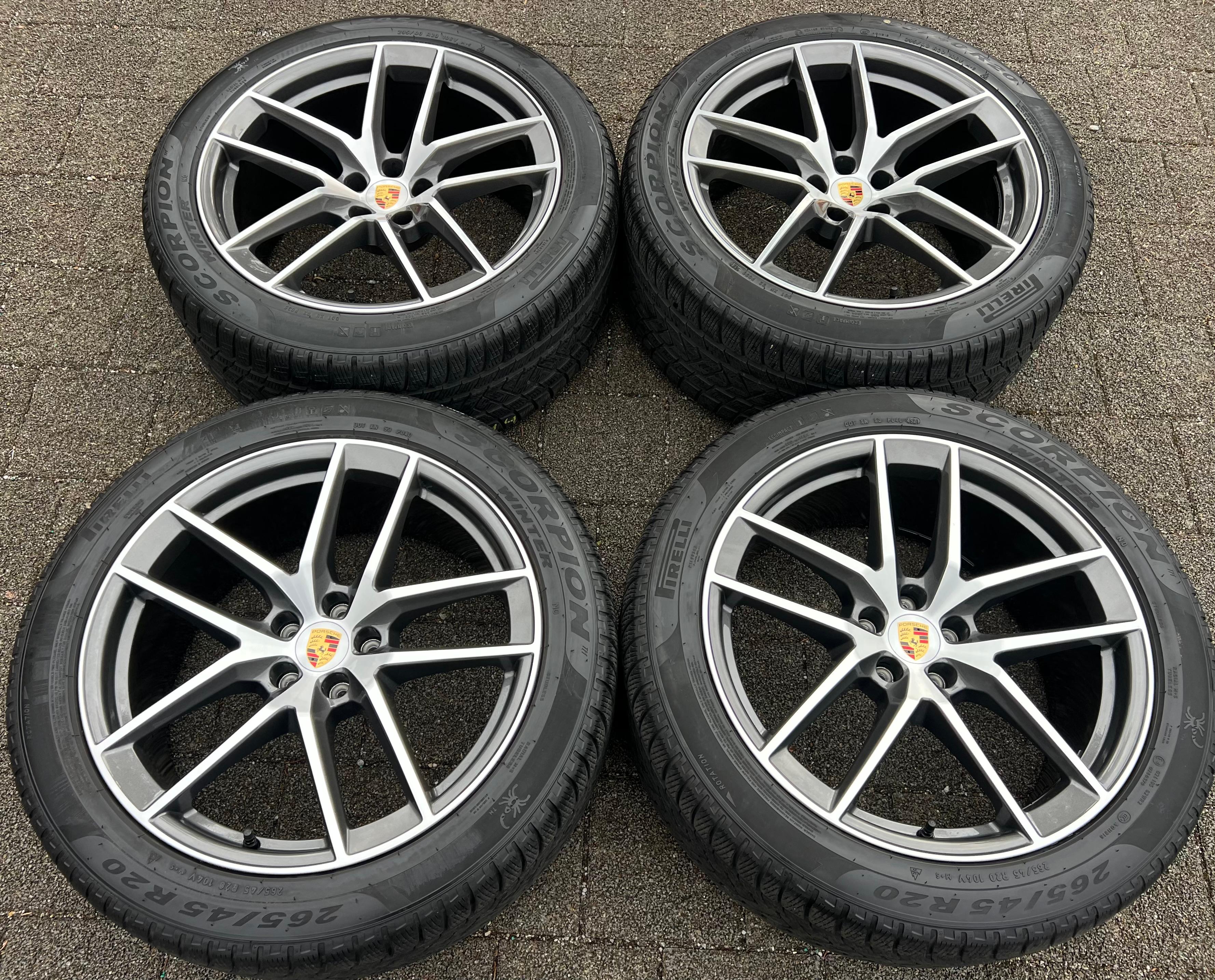 4 ruedas de invierno de aleación originales de 20" para PORSCHE MACAN 265/45R20 104V 295/40R20 106V TPMS