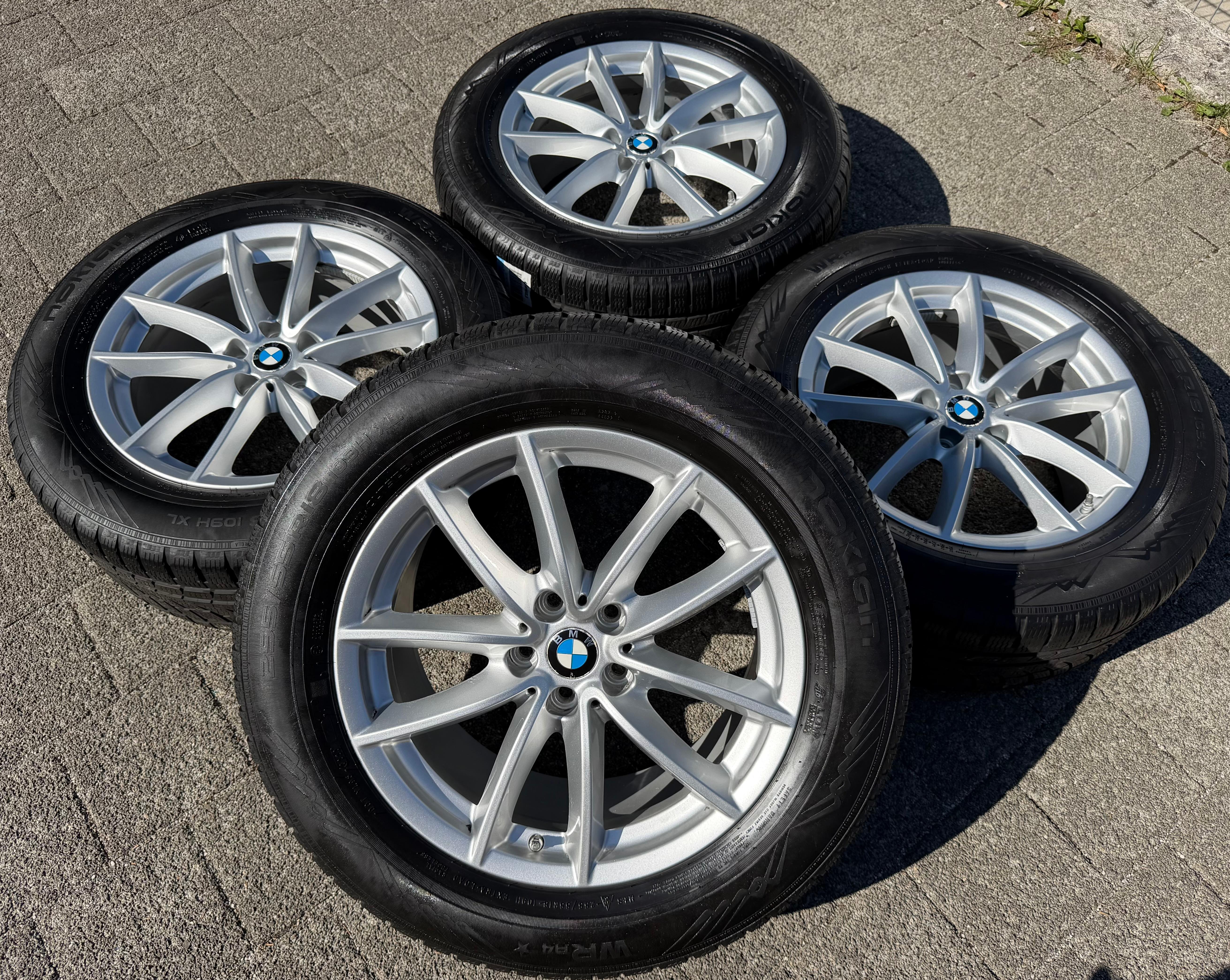 4 originele 18" aluminium wintervelgen voor de BMW X5 G05, 255/55R18 109H, Nokian TPMS