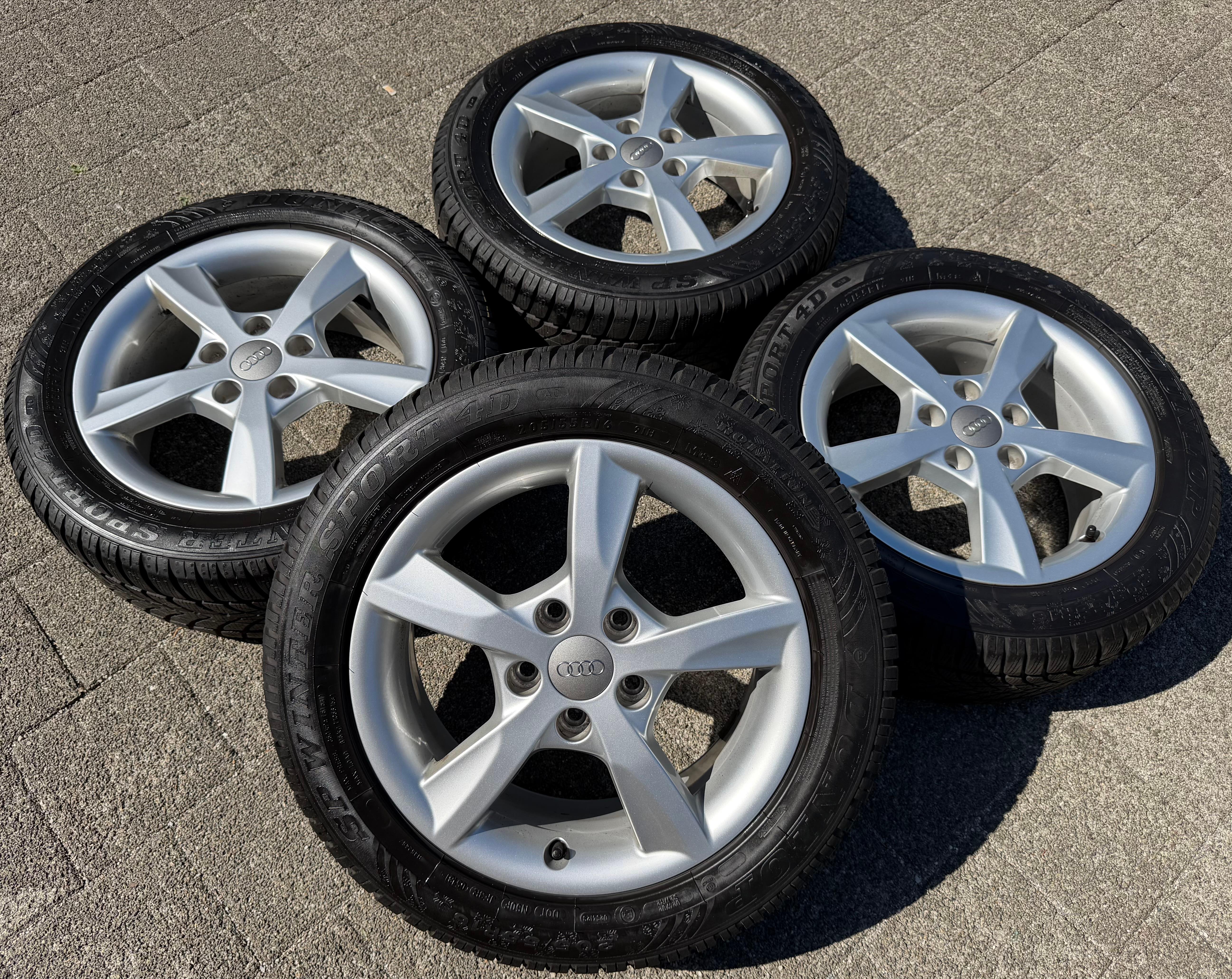 4 Original Alu Winterräder Audi A3 8V 205/55R16 91H 6x16 ET48 8V5071496 Dunlop