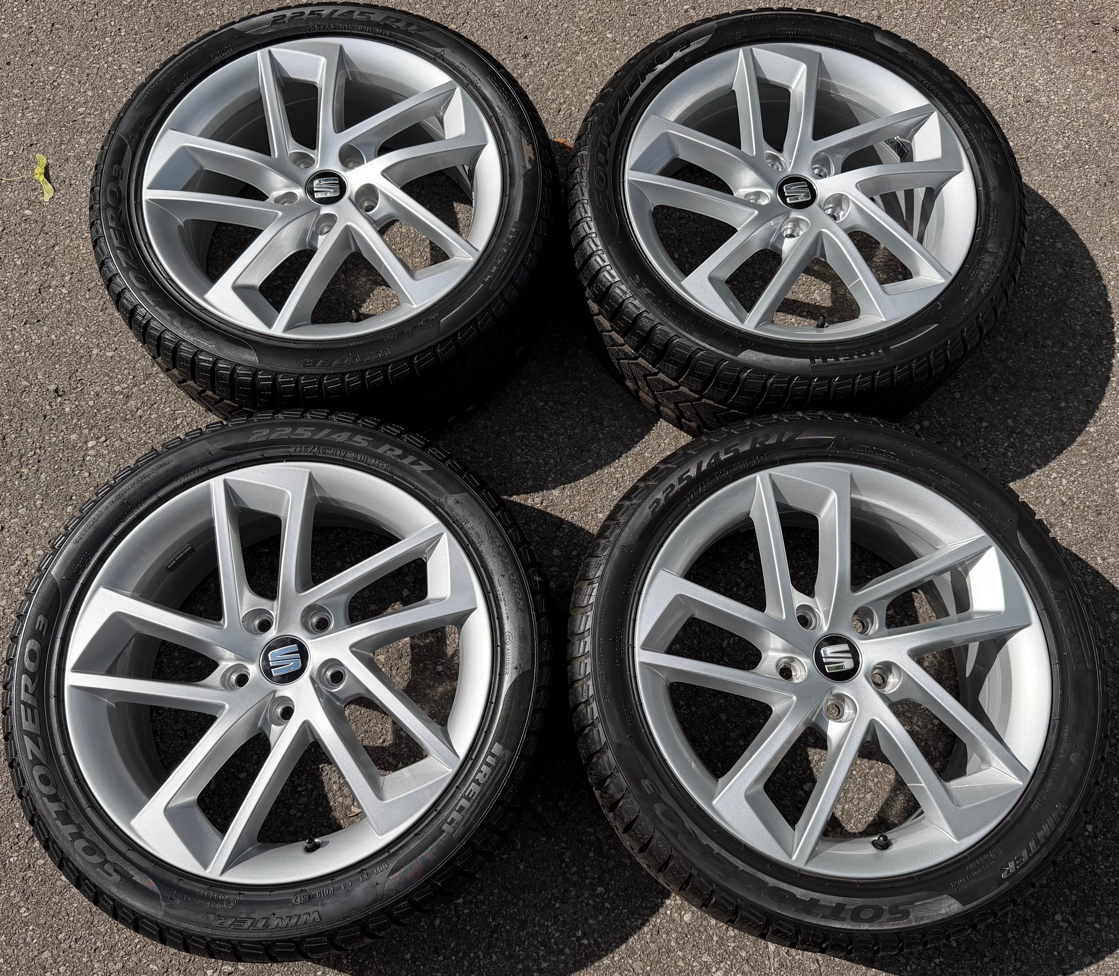 4 jantes d'hiver en aluminium d'origine 17 pouces pour Seat Leon 5F 5F0601025G 225/45R17 91H, livraison gratuite