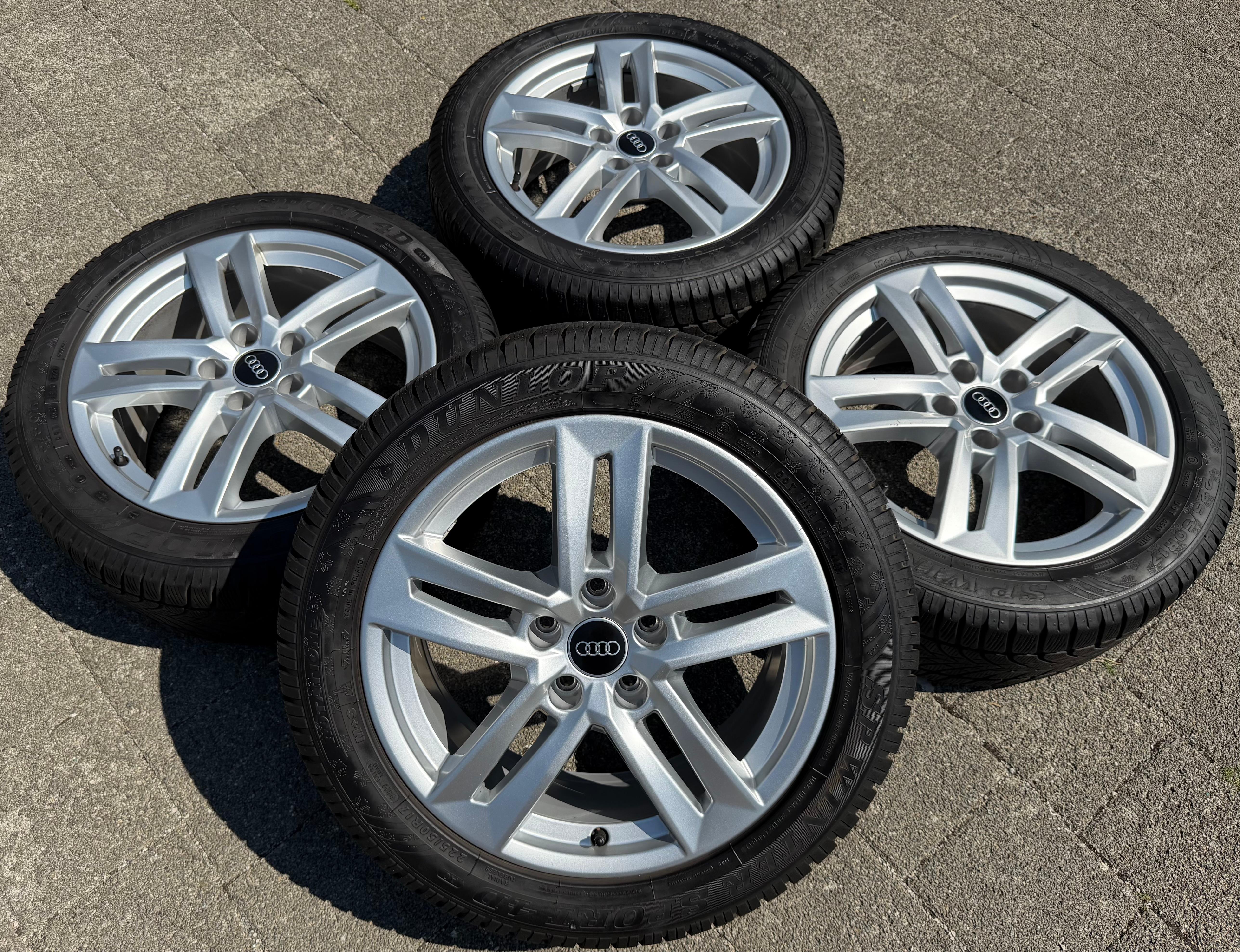 4 llantas de aluminio originales de invierno de 17" para Audi A4 B9 8W 8W0601025P 225/50R17 98H Dunlop