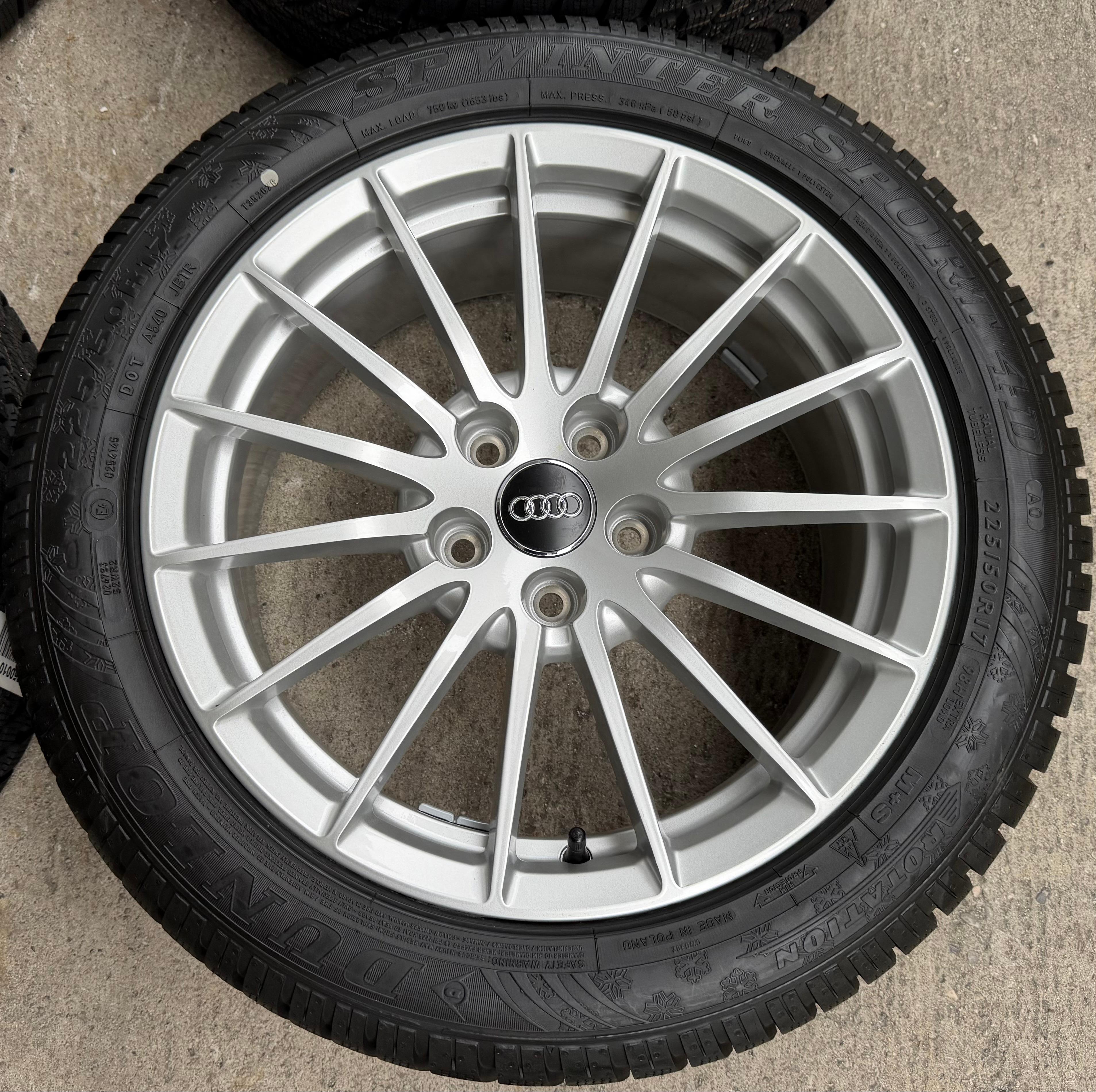 4 RUOTE IN LEGA ORIGINALI DA 17" PER L’INVERNO AUDI A5 F5 8W 225/50R17 98H 8W0601025AE DUNLOP