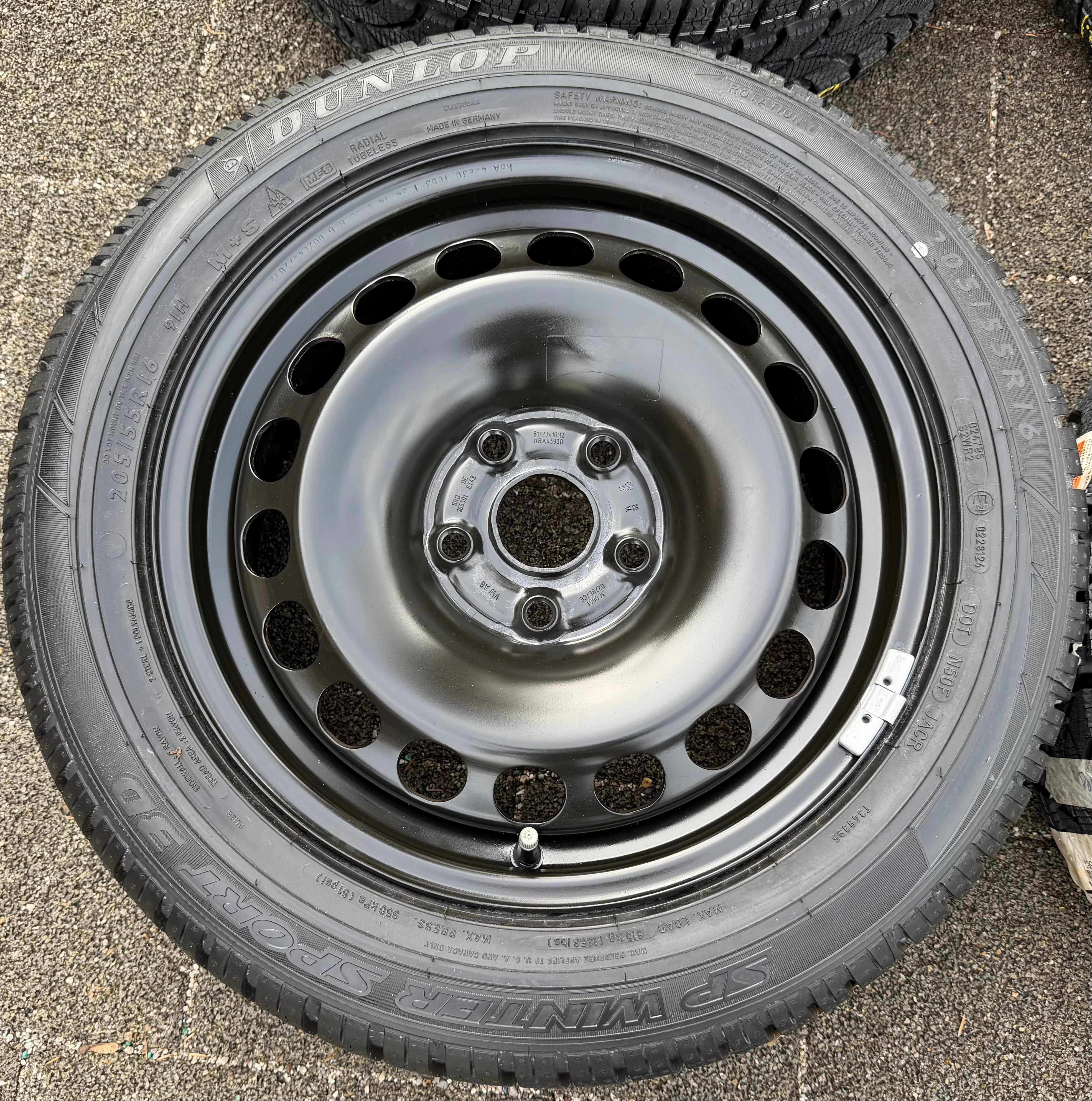 4 roues hiver VW Passat 3C Eos 1F Scirocco 13 205/55R16 91H 3C0601027BE Dunlop