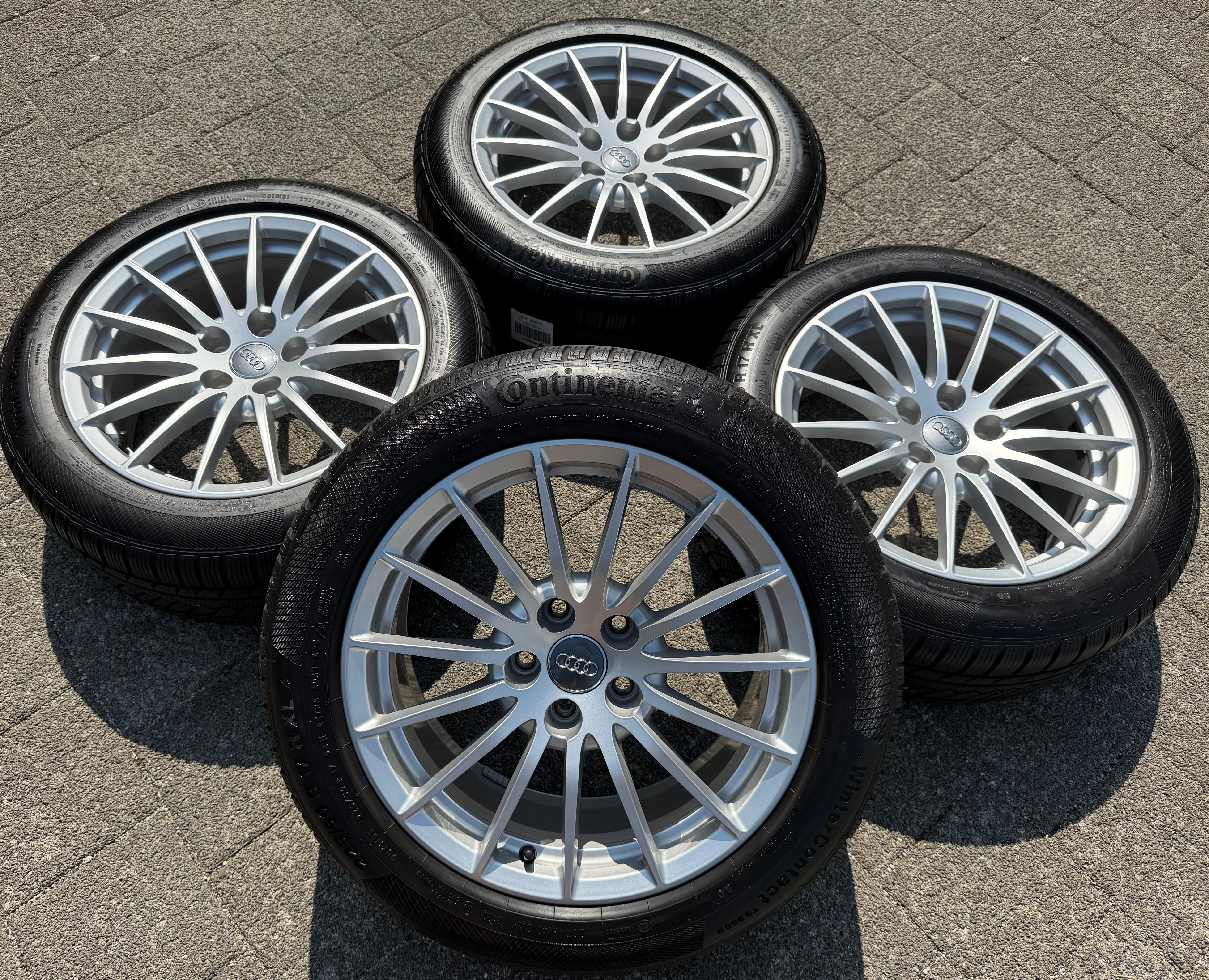 4 llantas de aluminio originales de invierno de 17" para Audi A5 F5 8W, 225/50R17 98H, 8W0601025AE, Continental