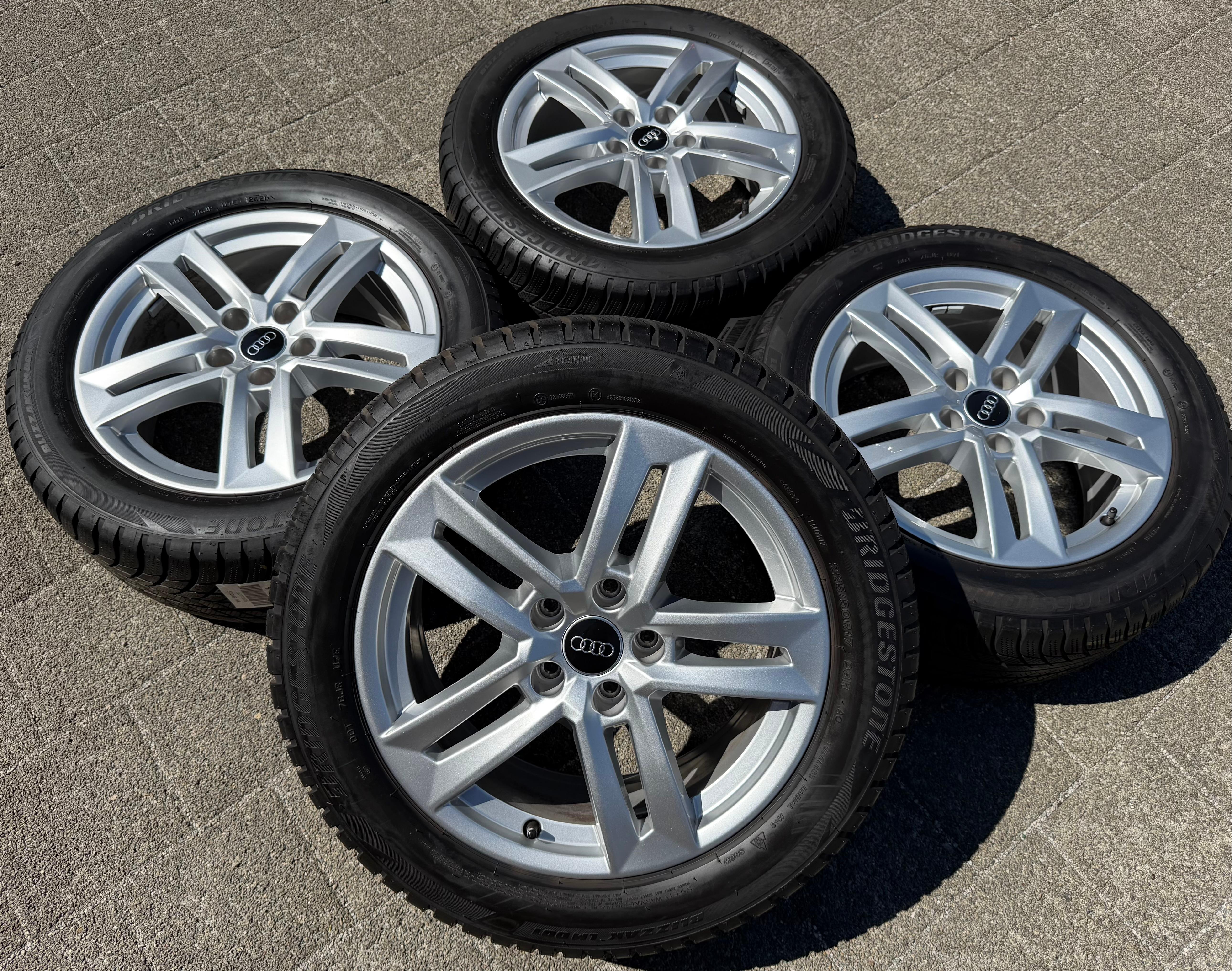 4 jantes d'hiver d'origine en alliage 17 pouces pour Audi A4 B9 8W 8W0601025P 225/50R17 98H Bridgestone
