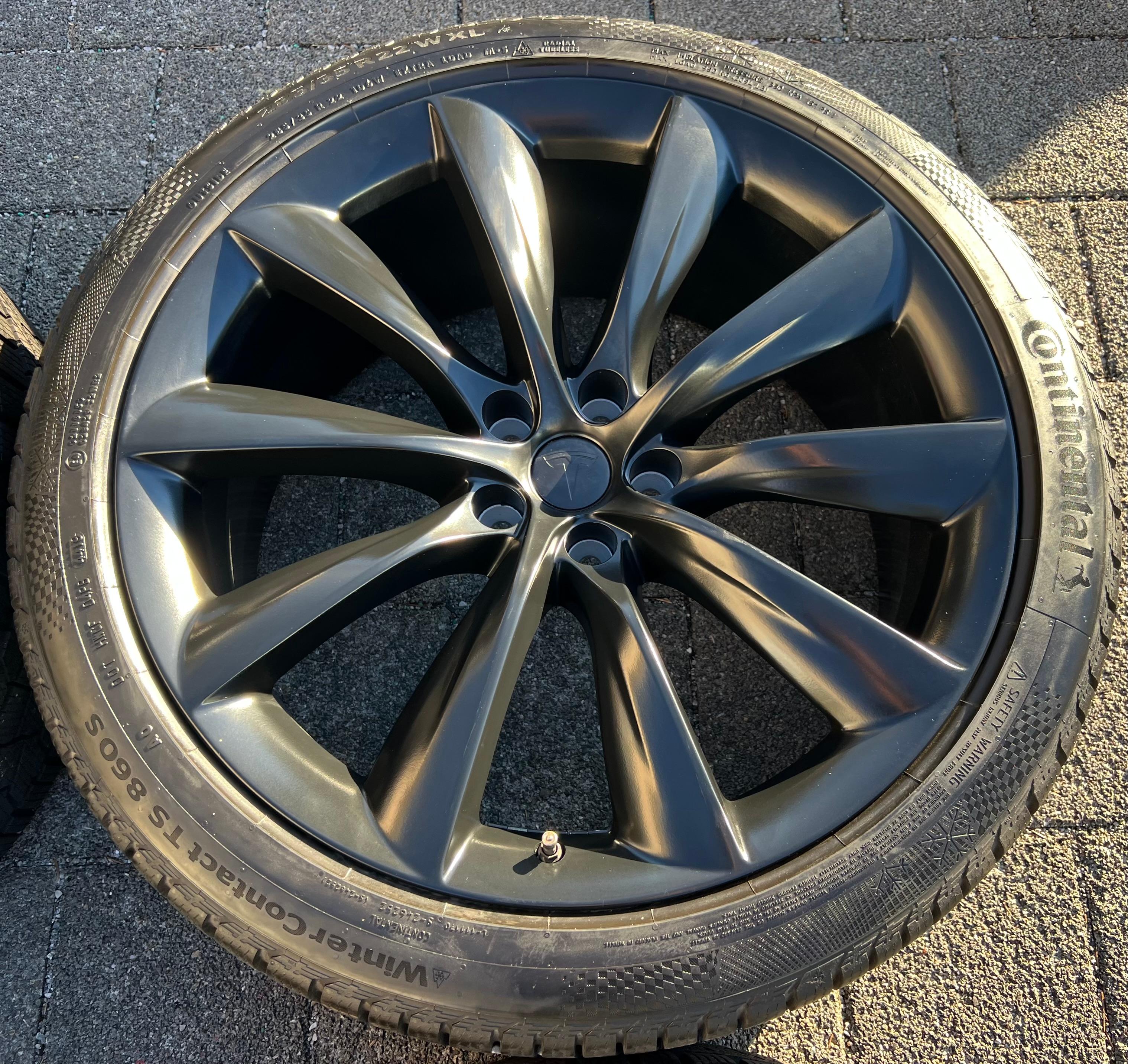 4 roues hiver complètes en alliage 22" d’origine pour TESLA MODEL X 5YJX 1072246-00-E 1072246-00-F RDKS