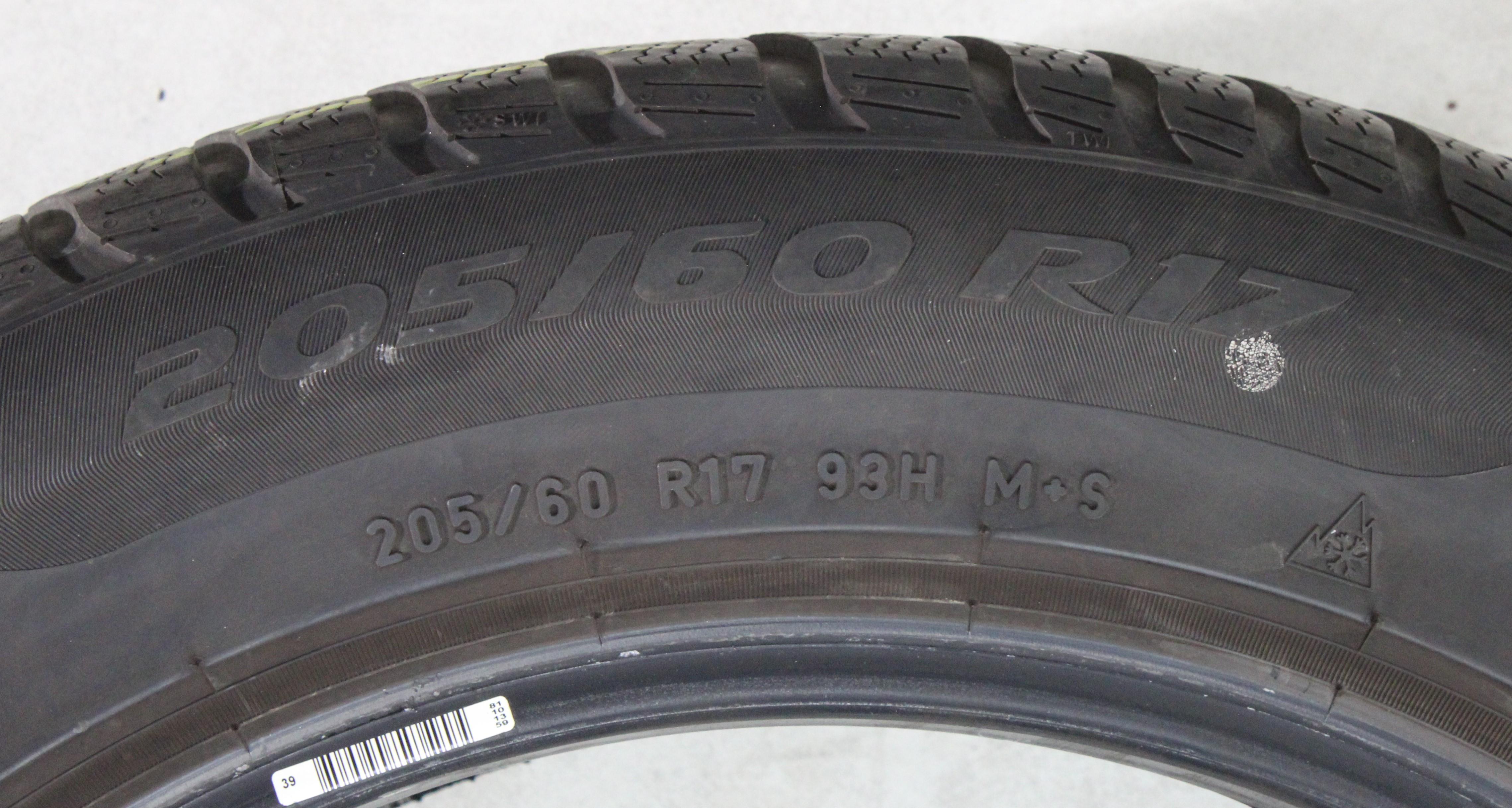 2 x 205/60R17 93H Winterreifen Pirelli Sottozero 3 * 5,5-6mm 2020