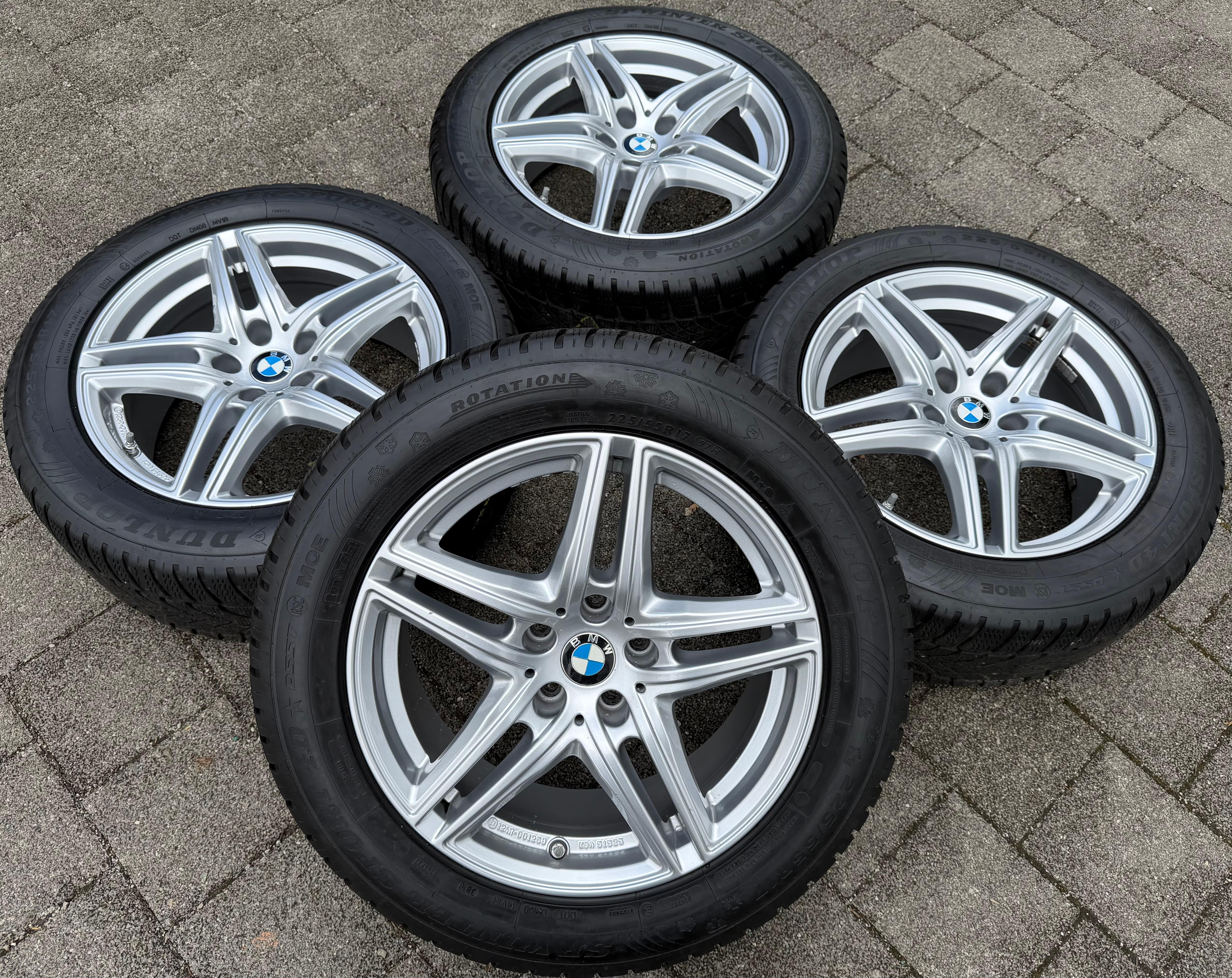 4 jantes d'hiver ALU 17 pouces pour BMW Série 5 G30/G31, pneus 225/55R17 97H Dunlop Runflat RDK