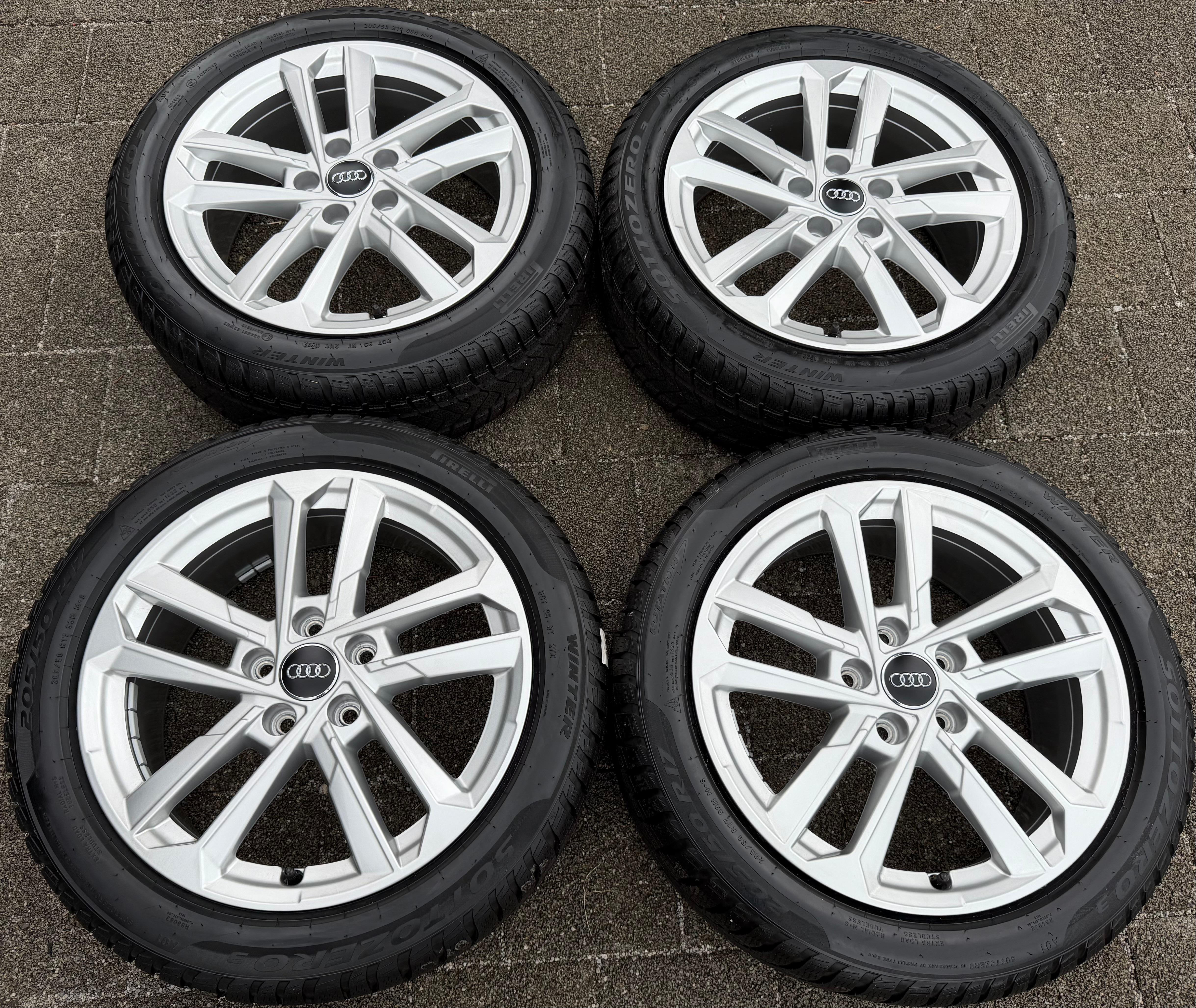 4 roues complètes hiver en alliage d’origine 17" Audi A3 S3 8Y 8Y0601025L 205/50R17 93H Pirelli NEUVES