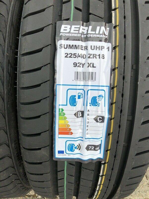 4 X 225/40R18 92Y BERLIN TIRE SUMMER UHP1 PNEUS ÉTÉ 2020 NEUFS