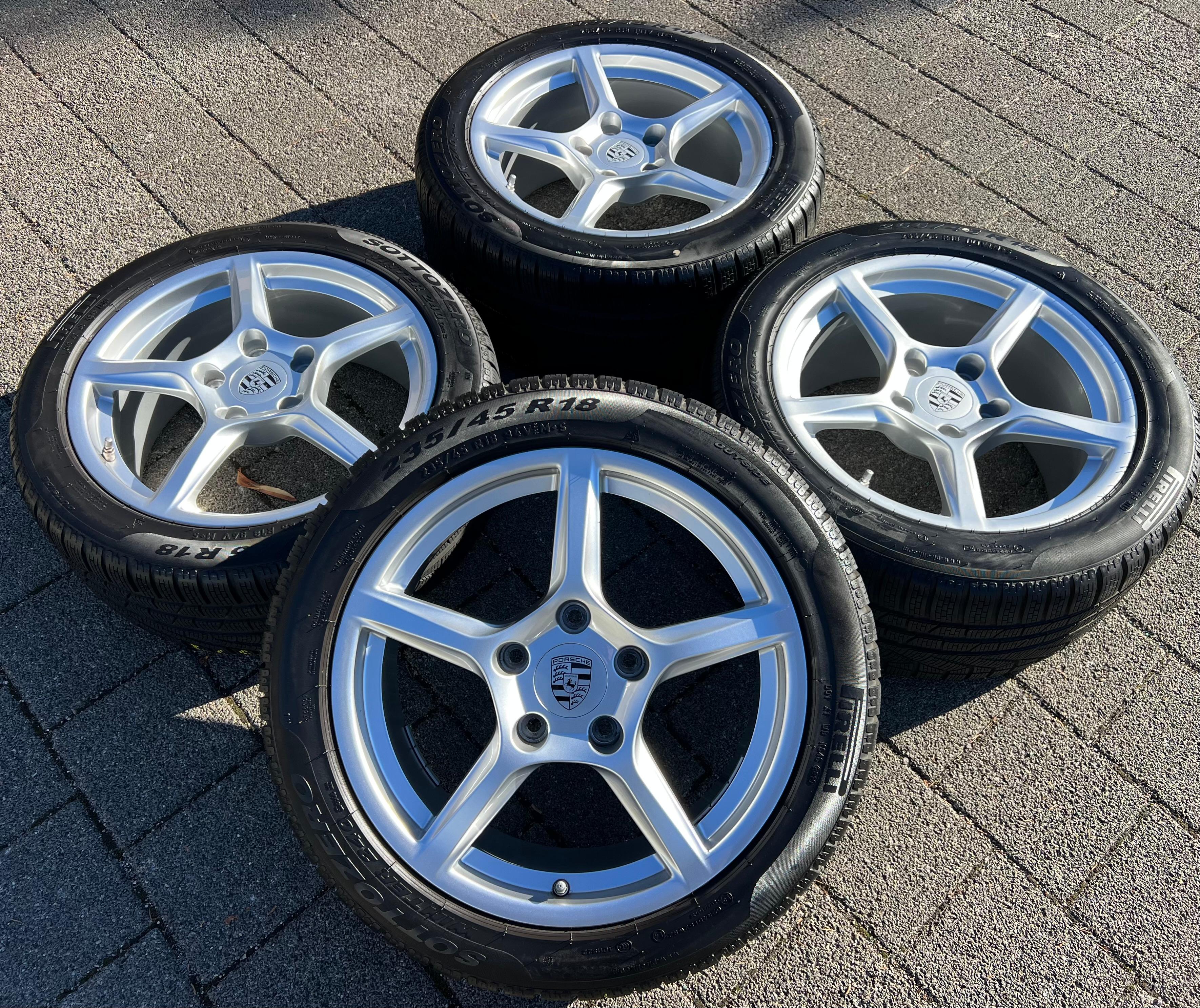 4 ORIGINELE 18" ALUMINIUM WINTERWIELEN PORSCHE CAYMAN BOXSTER 718 982 PIRELLI TPMS