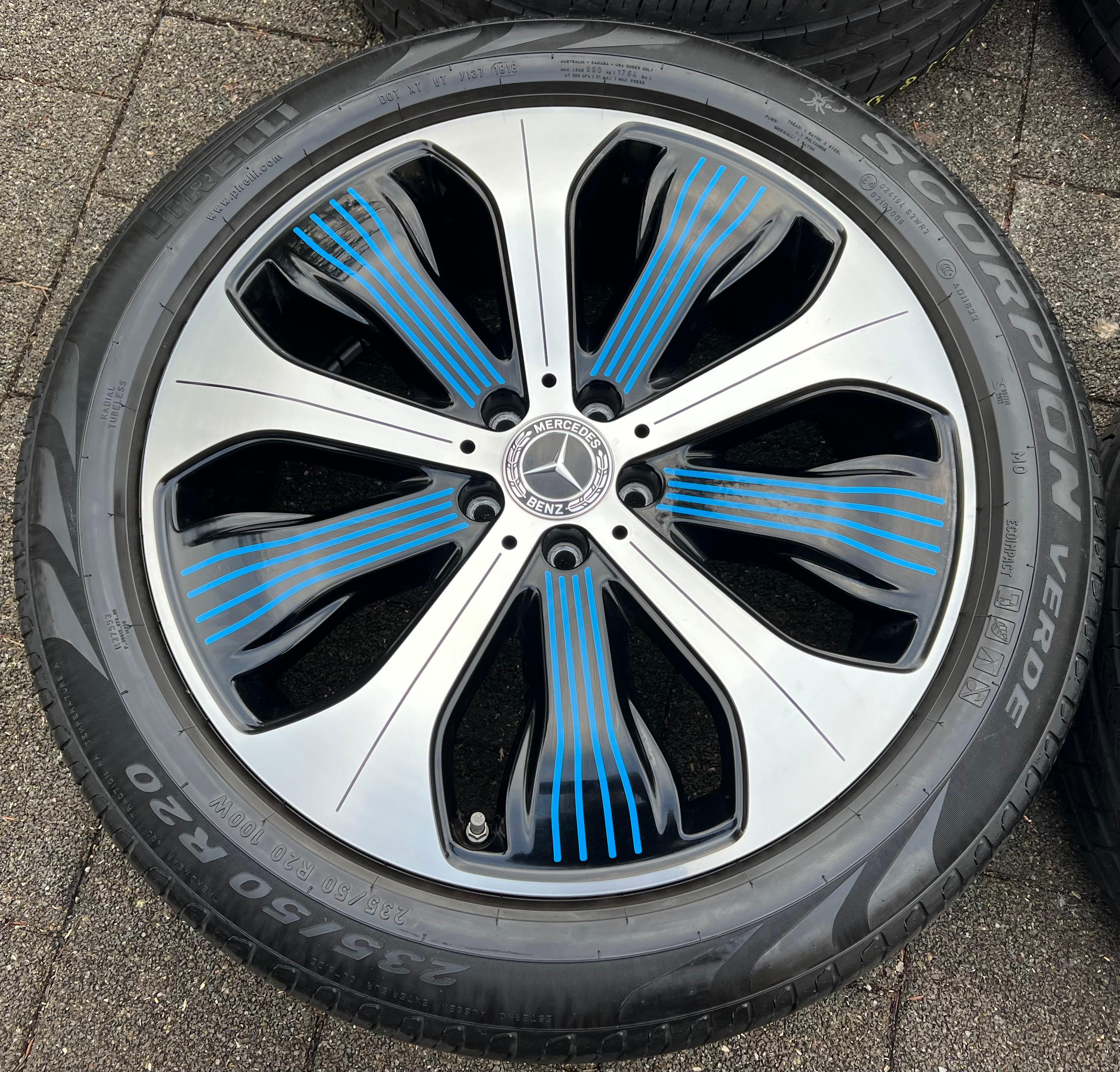 4 ROUES D'ÉTÉ ORIGINALES 20" EN ALUMINIUM MERCEDES BENZ EQC N293 A2934010300 A2934010500 FRANCO DOMICILE