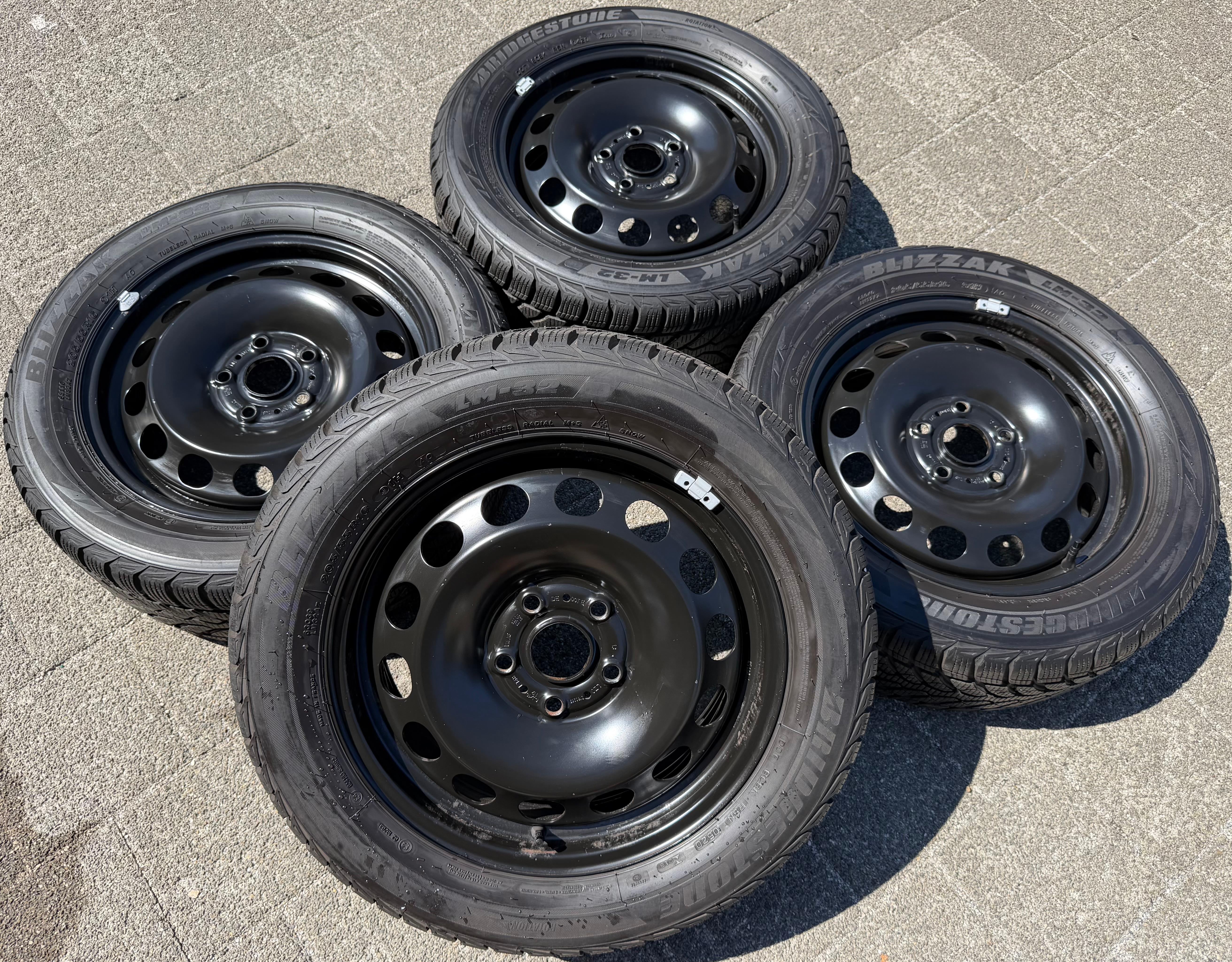4 pneus hiver pour VW Golf 7, Audi A3 8V, Seat Leon 5F et Skoda Octavia 5E, 205/55R16 91H Bridgestone
