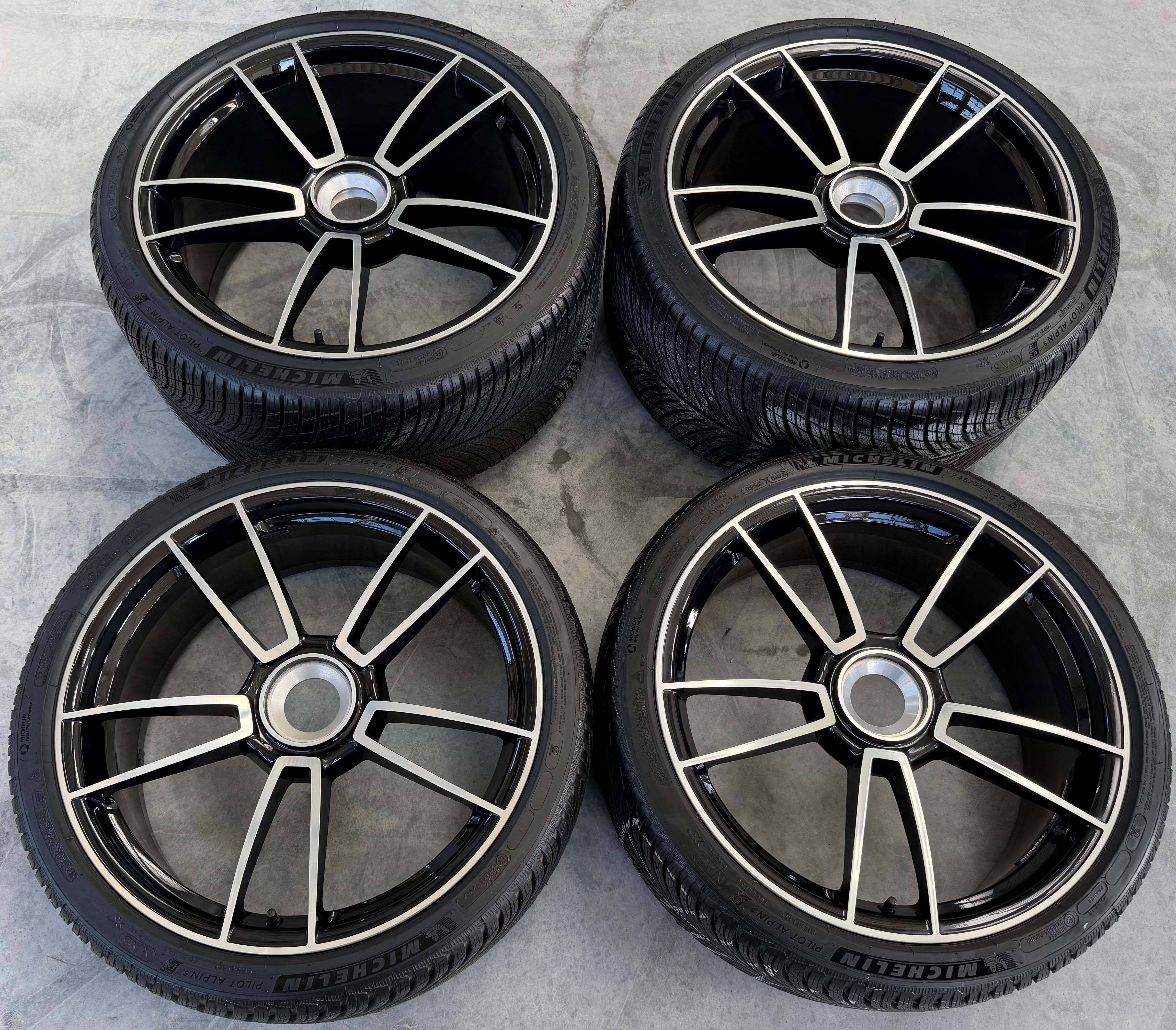 4 Original 20" 21" Alu Winterräder Porsche 911 992 Turbo S 992601025AB 992601025AC Zentralverschluss NEU