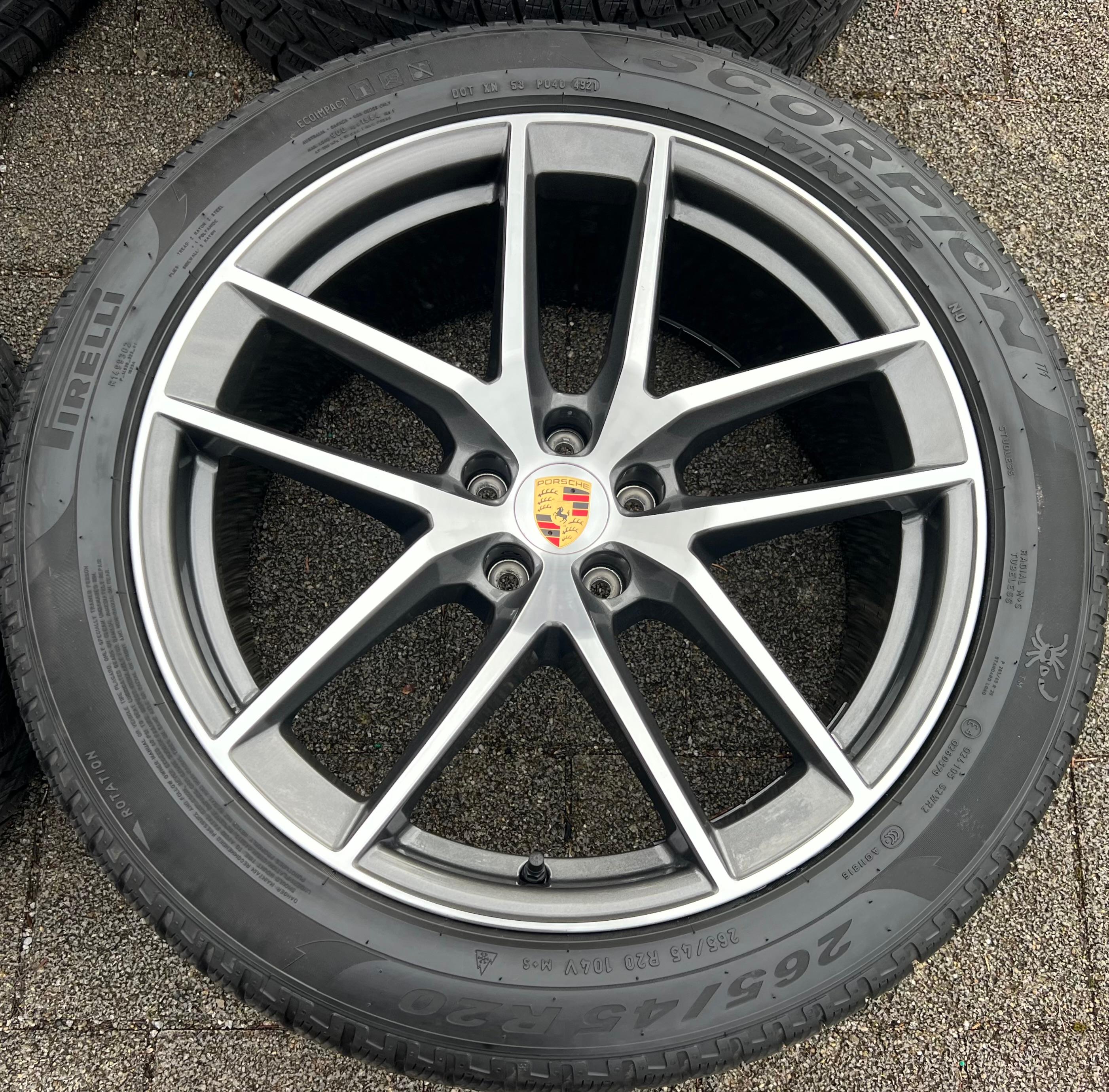 4 ruedas de invierno de aleación originales de 20" para PORSCHE MACAN 265/45R20 104V 295/40R20 106V TPMS