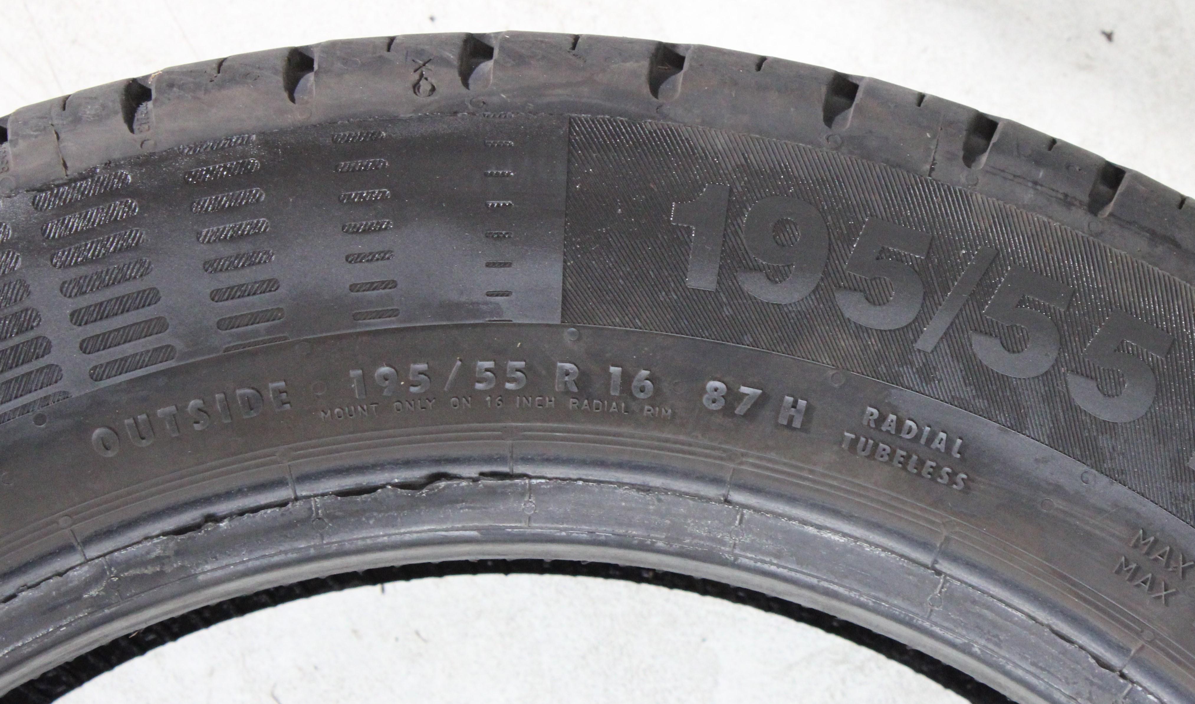 4 x 195/55R16 87H Sommerreifen Continental Eco Contact 5 3x5,5-6mm/1x6-6,5mm 3x2017/1x2019