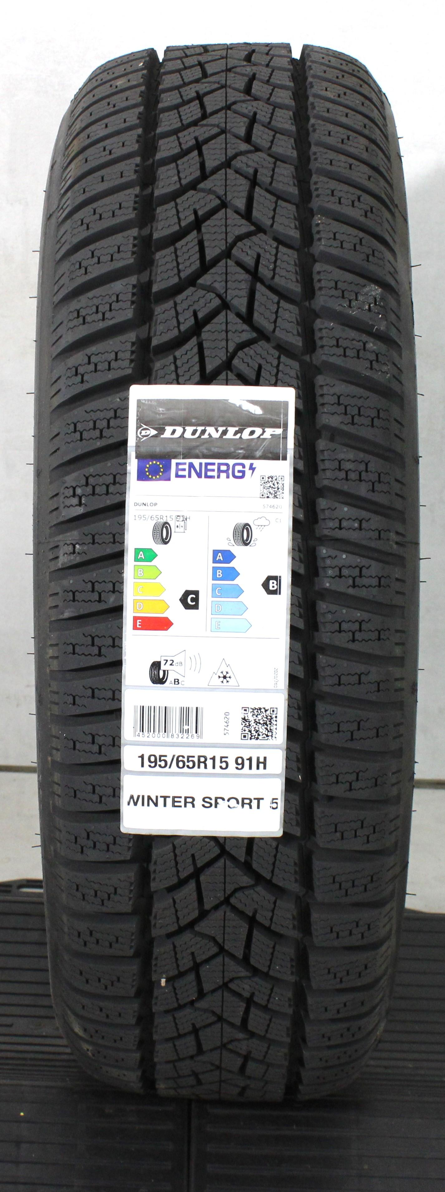 1 x 195/65R15 91H Winterreifen Dunlop Winter Sport 5 2022 NEU