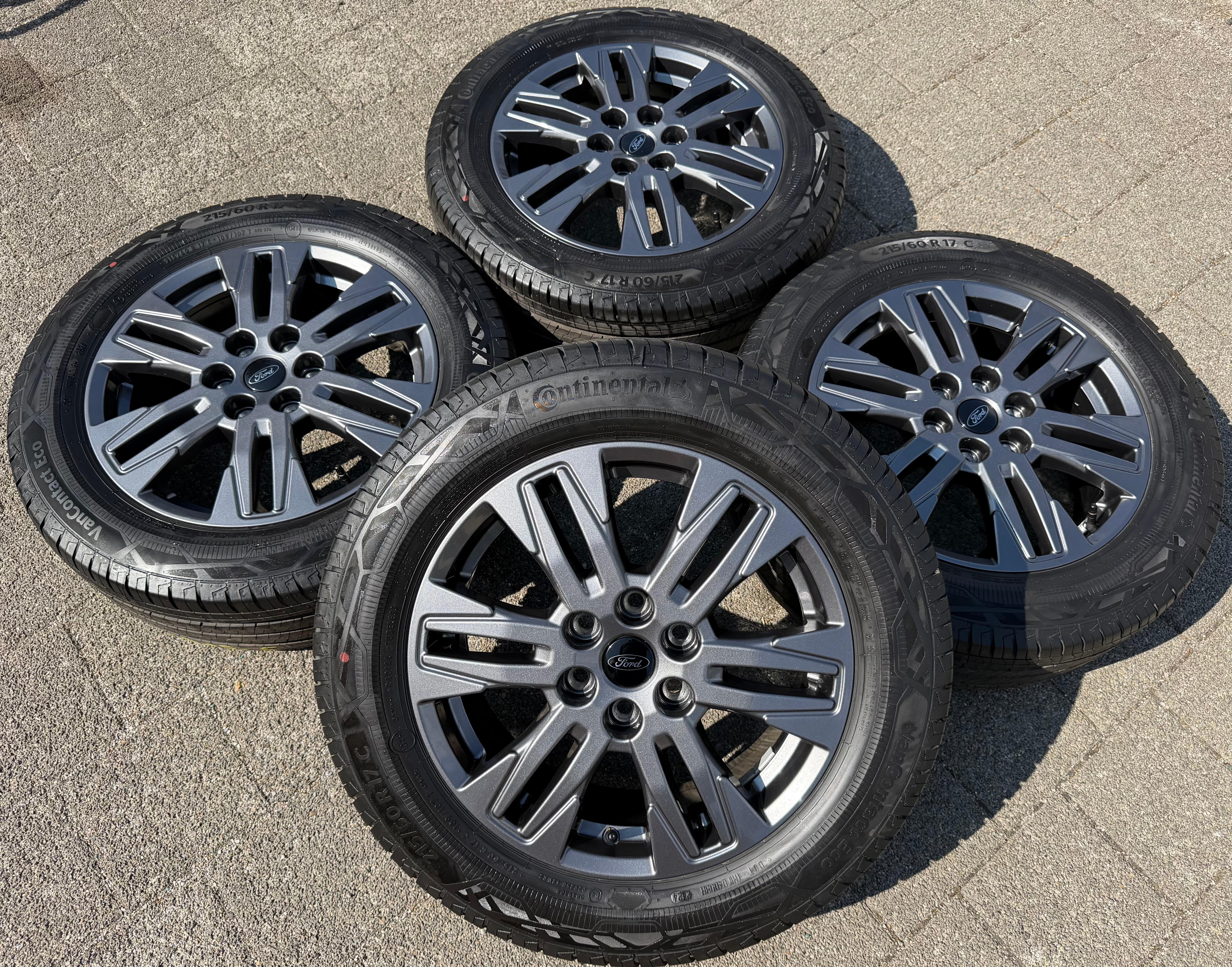 4 originele 17-inch aluminium Sommer-velgen voor Ford Transit Tourneo Custom NXN 2024, Continental PZ31-FA met bandenspanningscontrolesysteem (RDKS)