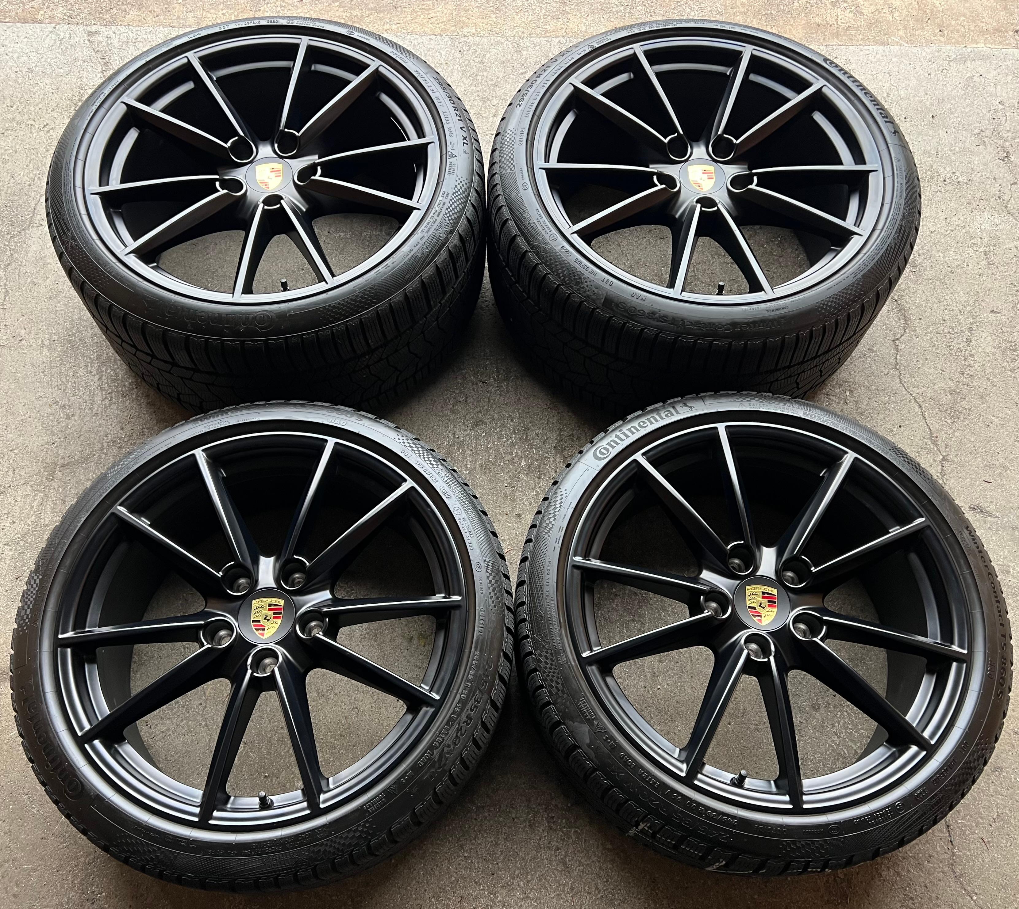 4 RUEDAS DE INVIERNO DE ALEACIÓN ORIGINALES DE 20" 21" PARA PORSCHE 911 992 992601025C 992601025D NEGRAS RDKS