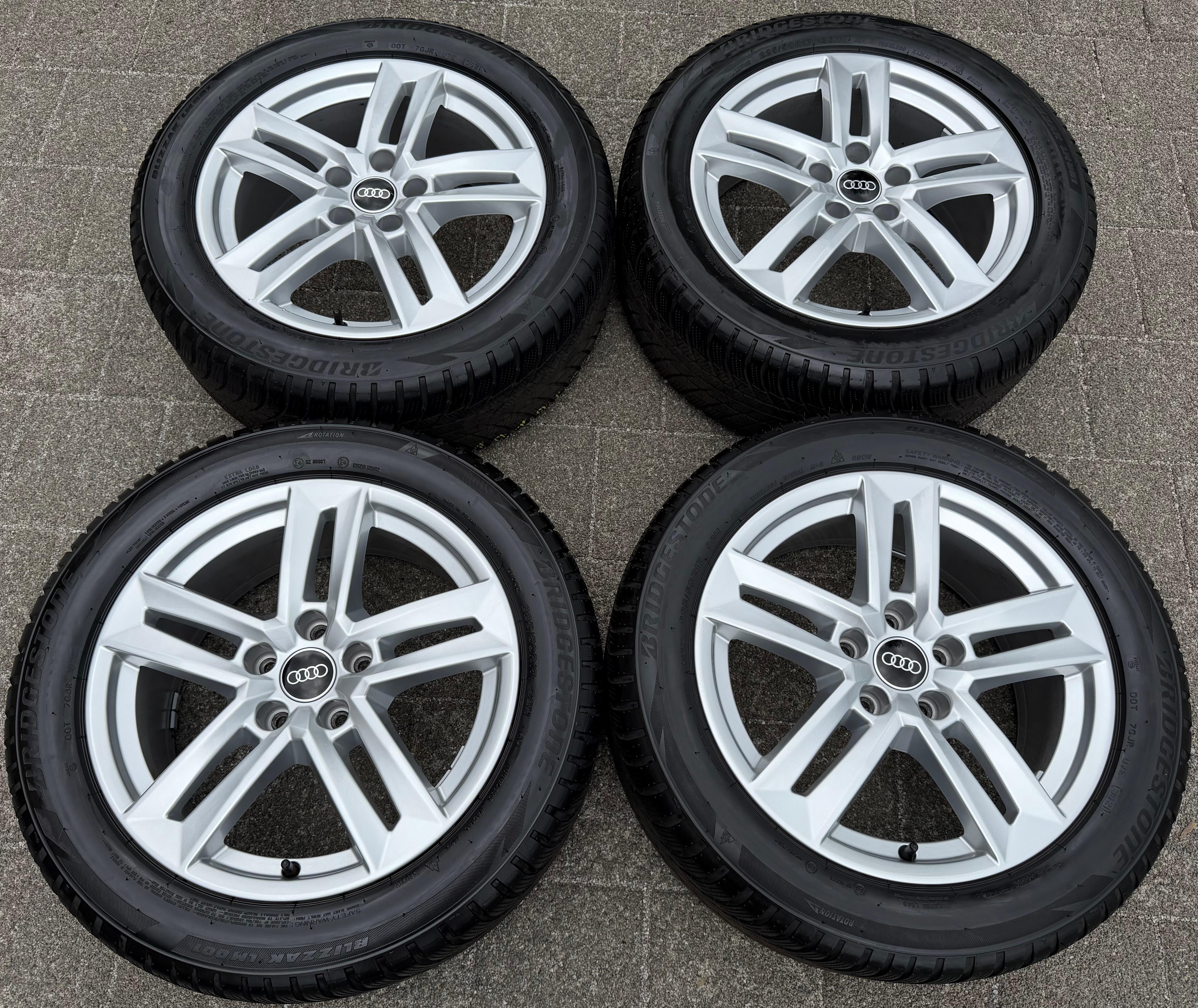 4 originele 17" aluminium wintervelgen voor Audi A4 B9 8W 8W0601025P 225/50R17 98H Bridgestone