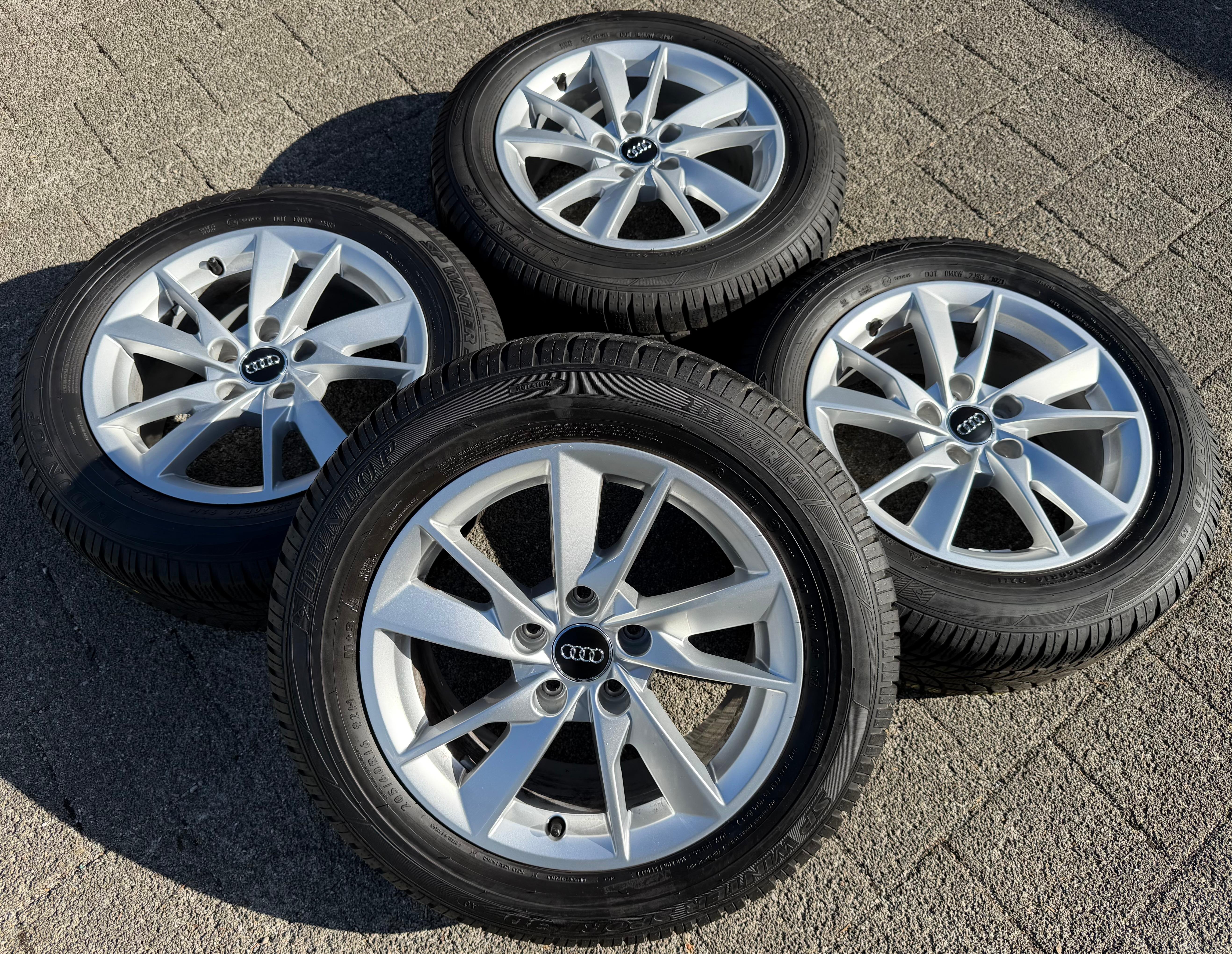 4 ruedas de invierno de aleación originales Audi A4 8W B9 8W0601025A 205/60R16 92H Dunlop