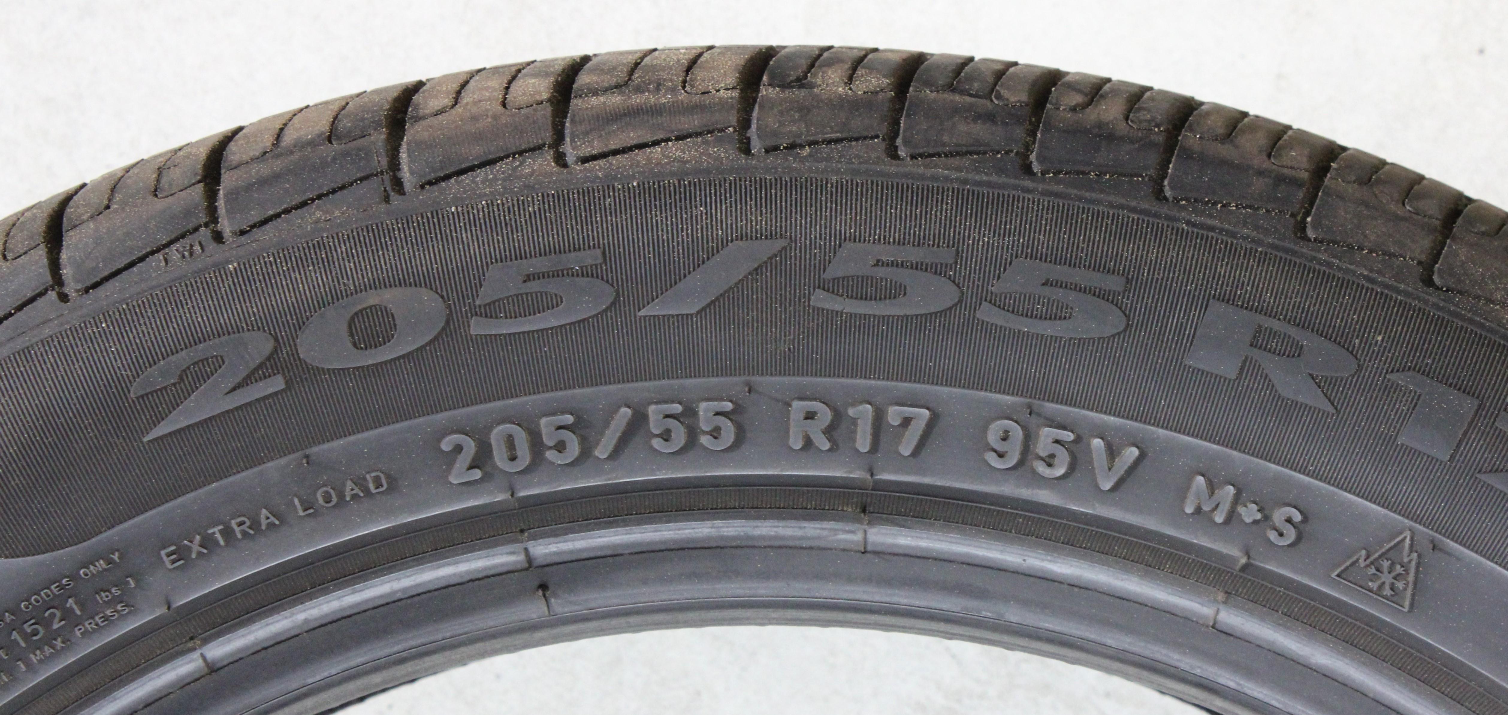4 x 205/55R17 95V Ganzjahresreifen Pirelli Cinturato P7 AS M+S 2x 7,5-8mm und 2x 6,5mm 2015 Seal