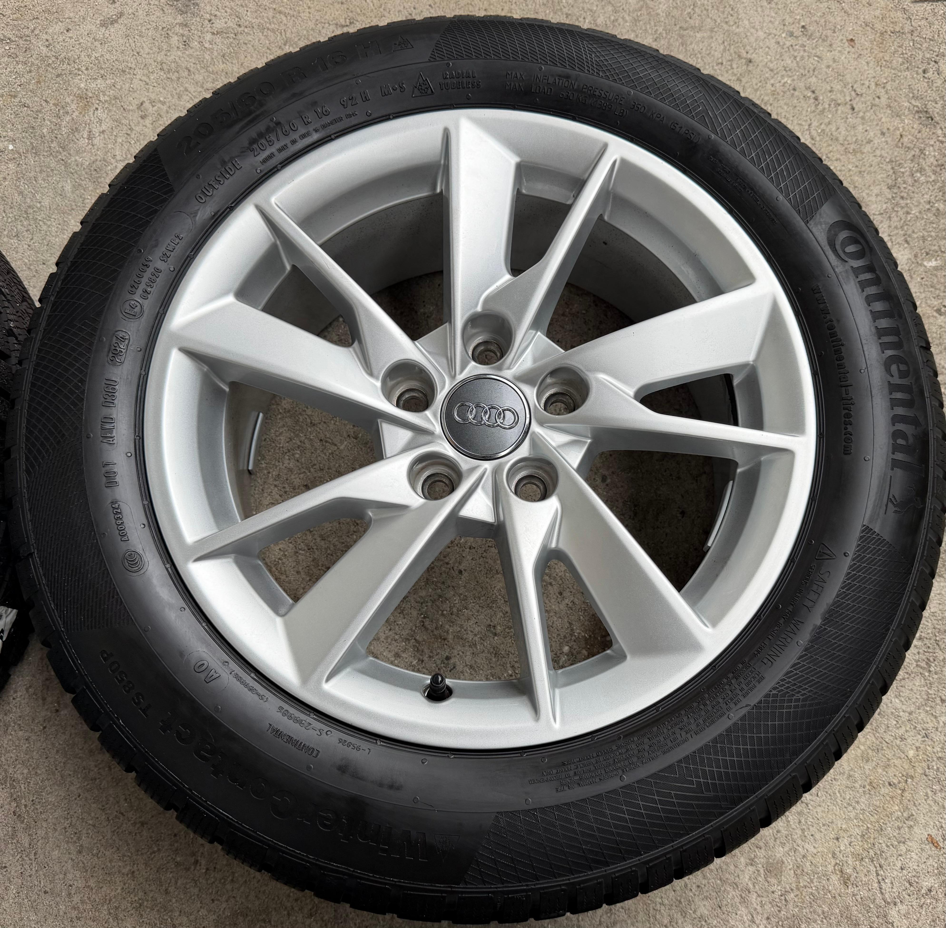 4 Original Alu Winterräder Audi A4 8W B9 8W0601025A 205/60R16 92H Continental