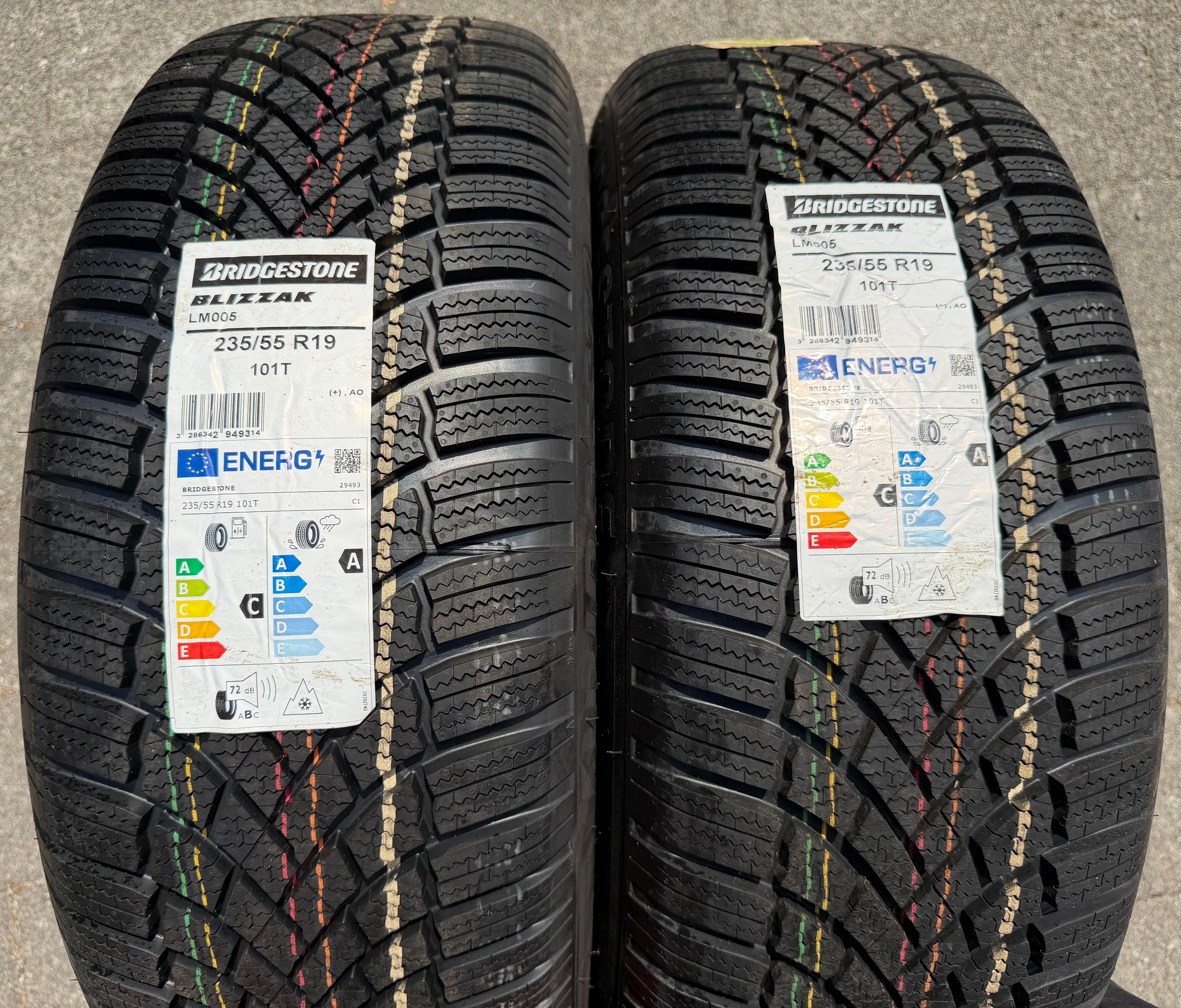 2 pneus d'hiver Bridgestone Blizzak LM005 AO 2023, 235/55R19 101T, avec joint d'étanchéité