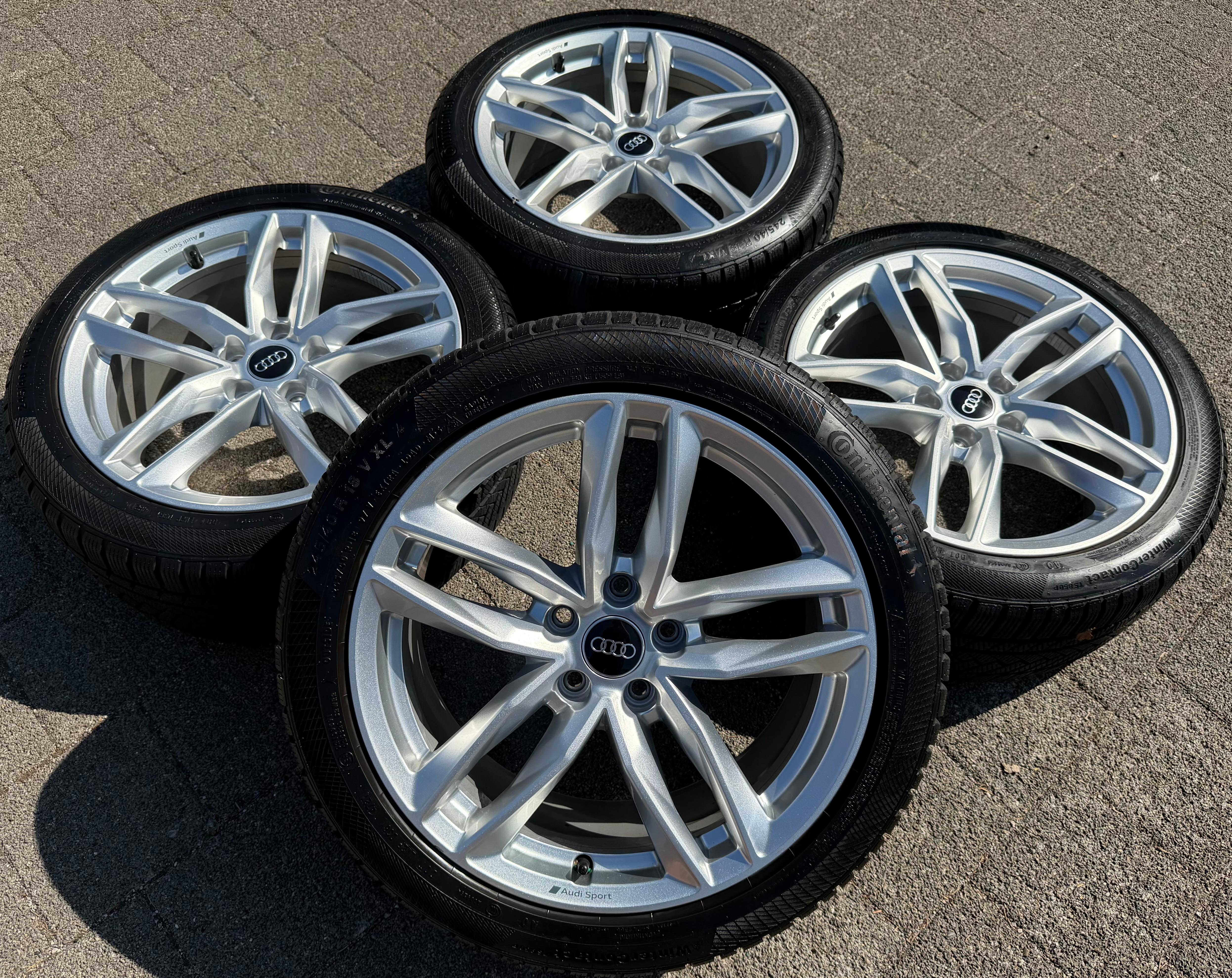 4 originele 18" aluminium wintervelgen AUDI A4 S4 B9 8W 245/40R18 97V 8W0601025EB Continental