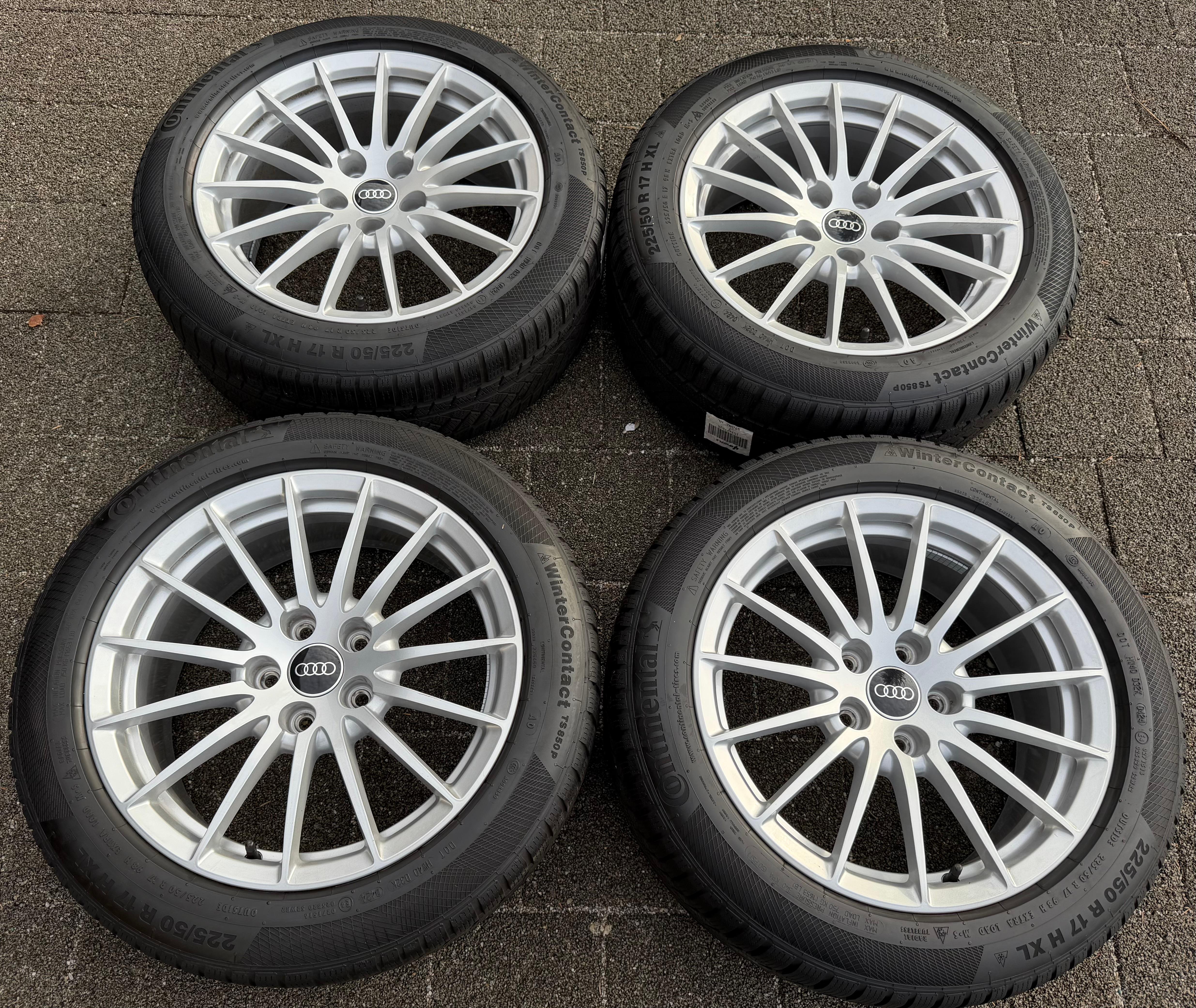 4 RUEDAS DE INVIERNO DE ALEACIÓN ORIGINALES DE 17" PARA AUDI A5 F5 8W 225/50R17 98H 8W0601025AE CONTINENTAL