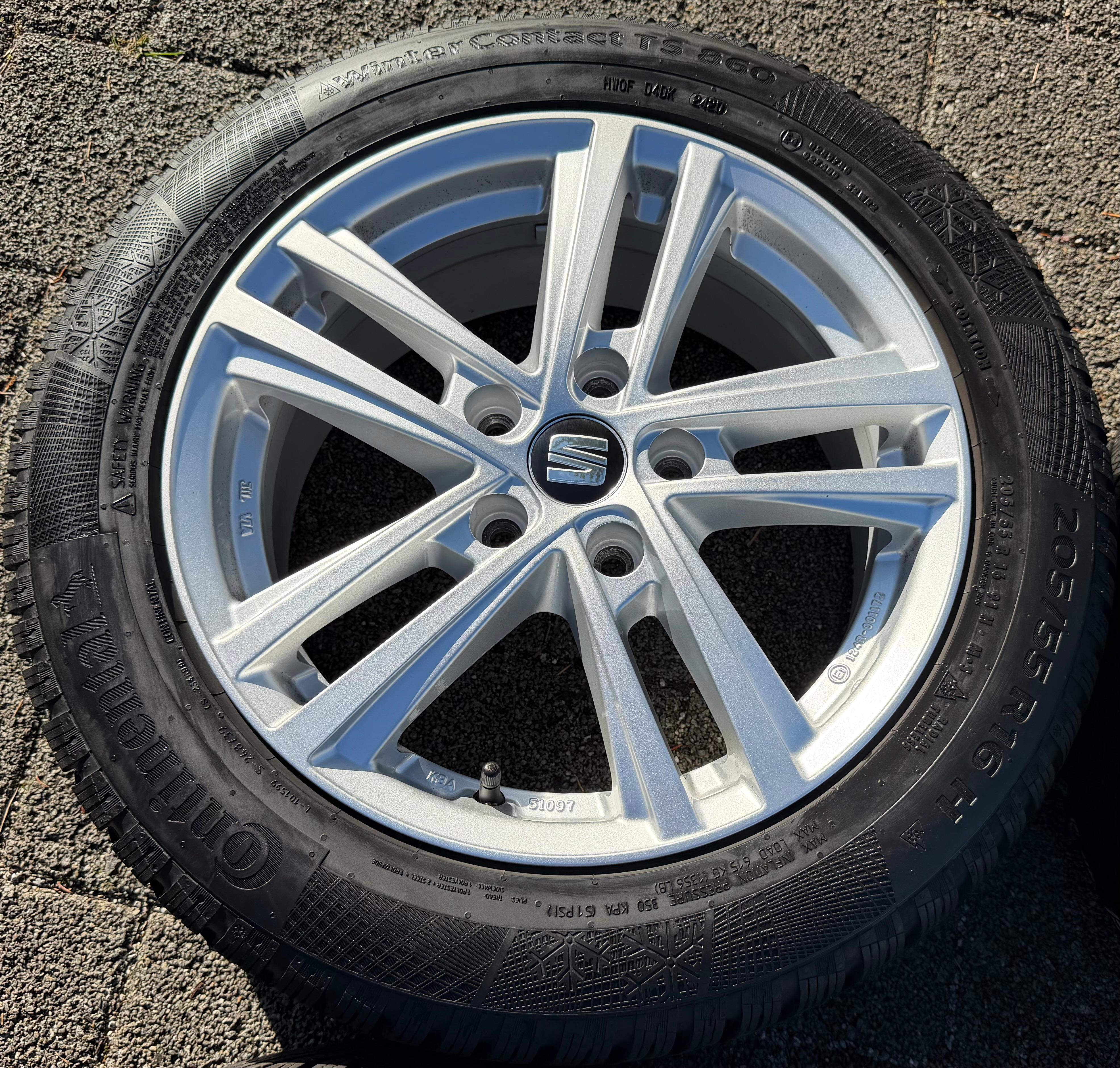 4 Original Alu Winterräder Seat Leon 1P 5F KL 205/55R16 91H Continental