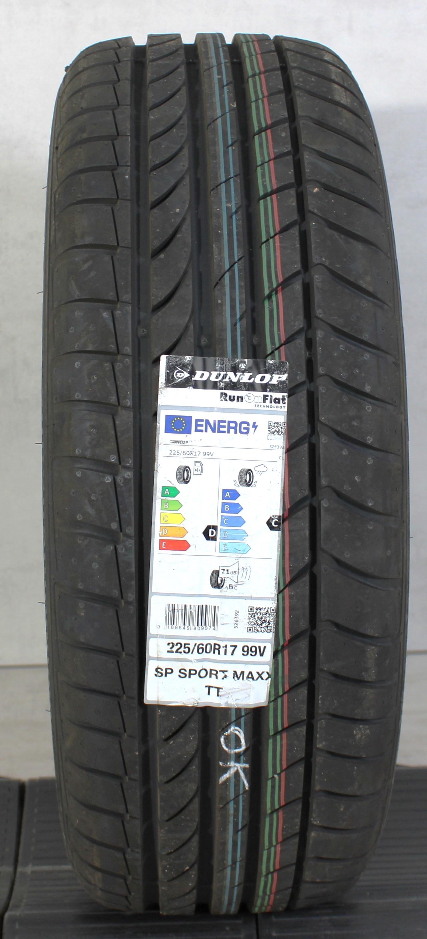 1 x 225/60R17 99V Sommerreifen Dunlop SP Sport Maxx TT Runflat 2021 *