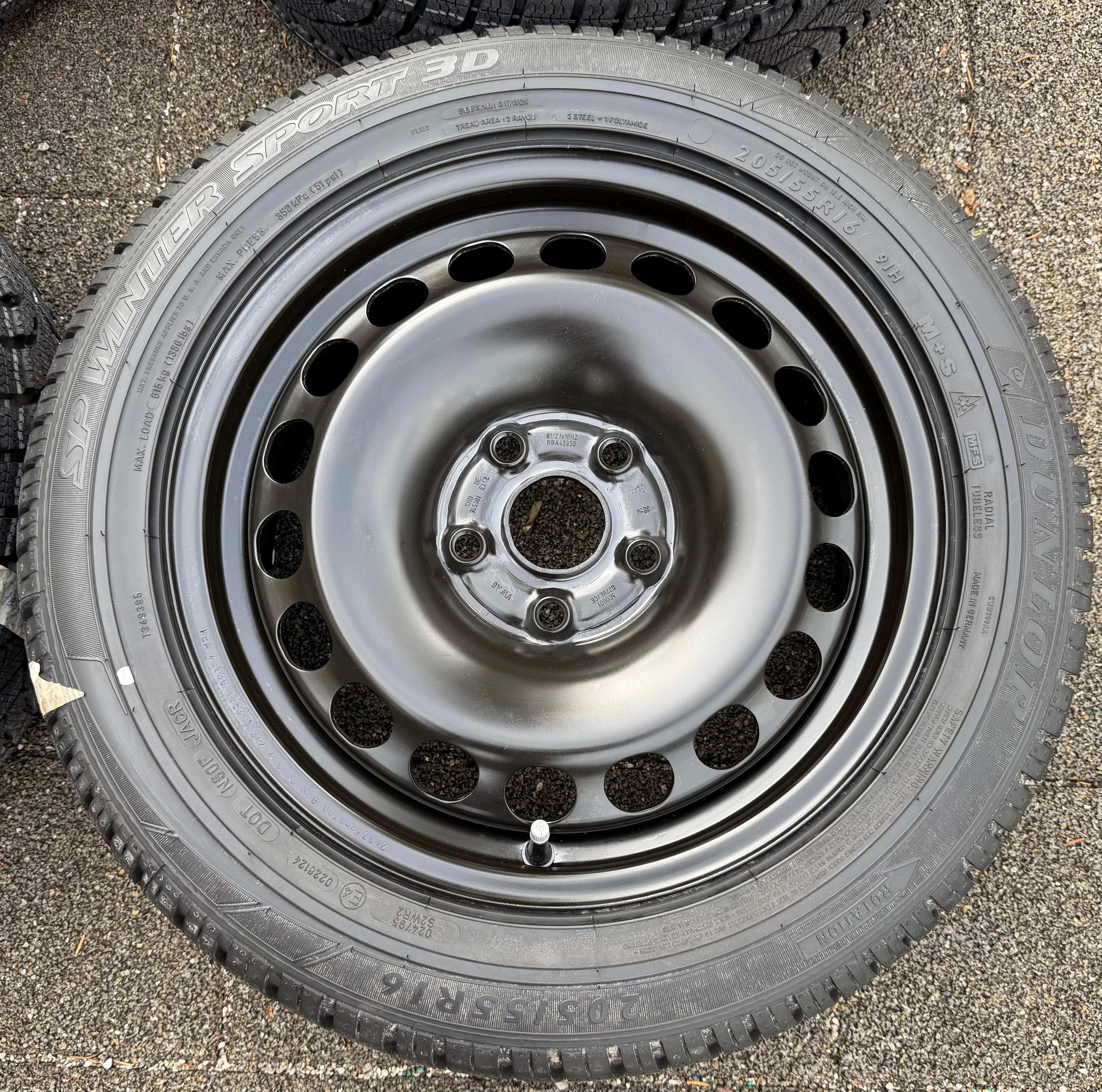 4 roues hiver VW Passat 3C Eos 1F Scirocco 13 205/55R16 91H 3C0601027BE Dunlop