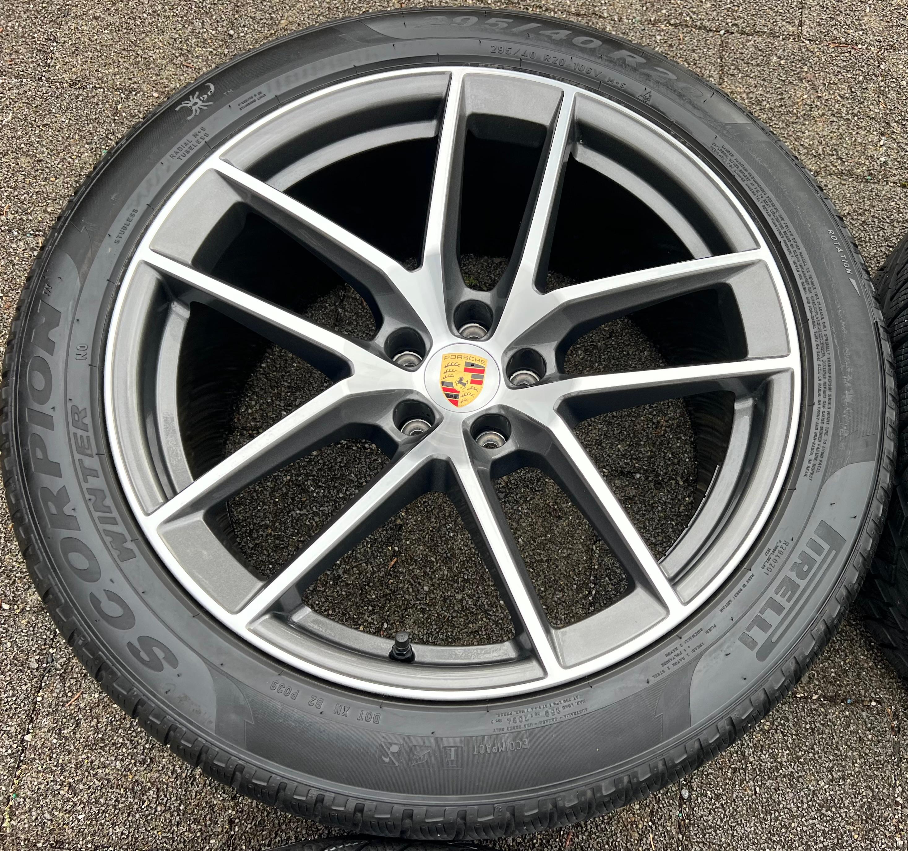 4 ruedas de invierno de aleación originales de 20" para PORSCHE MACAN 265/45R20 104V 295/40R20 106V TPMS