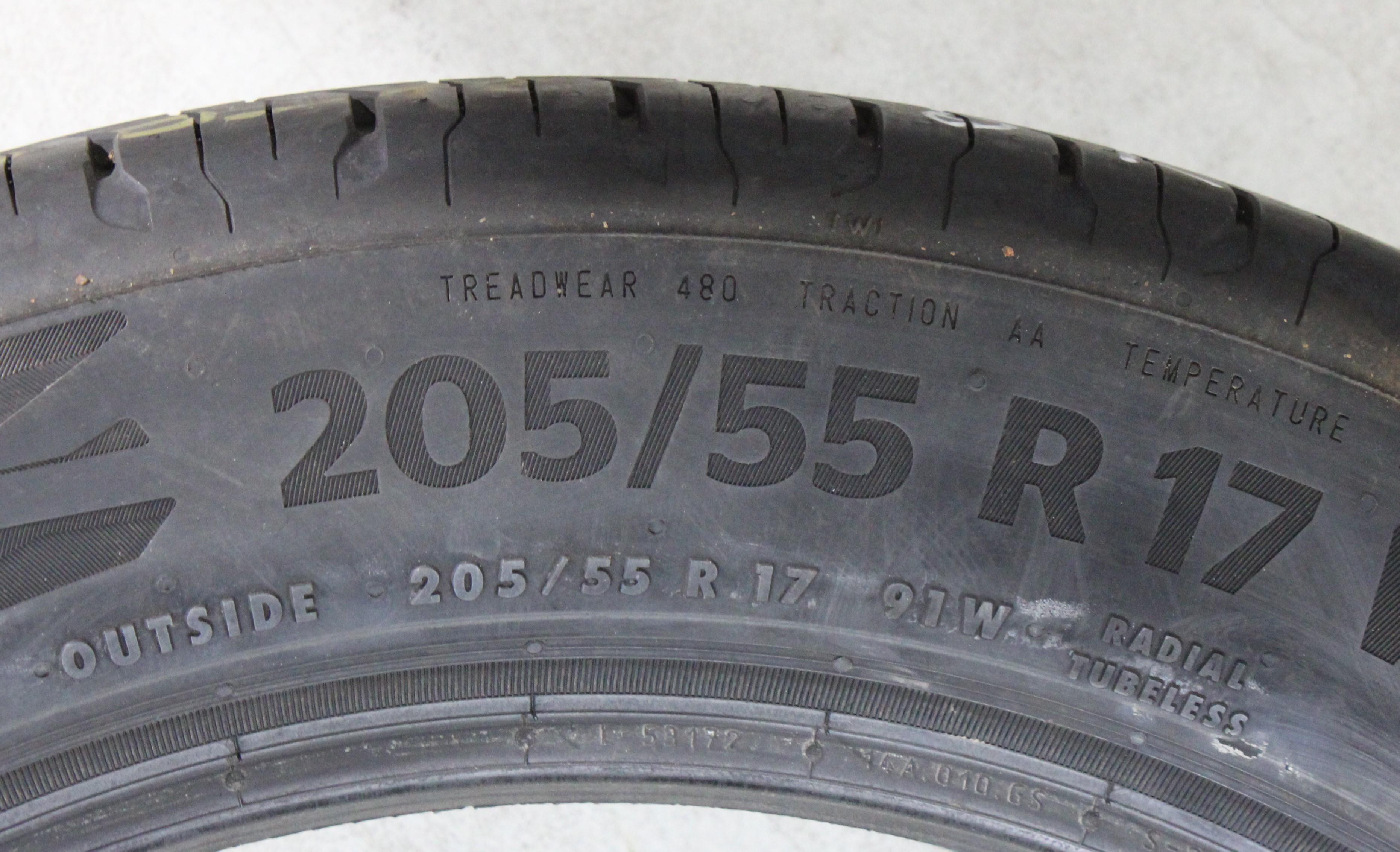 4 x 205/55R17 91W Sommerreifen Continental Eco Contact 6 5,5-6mm 2021