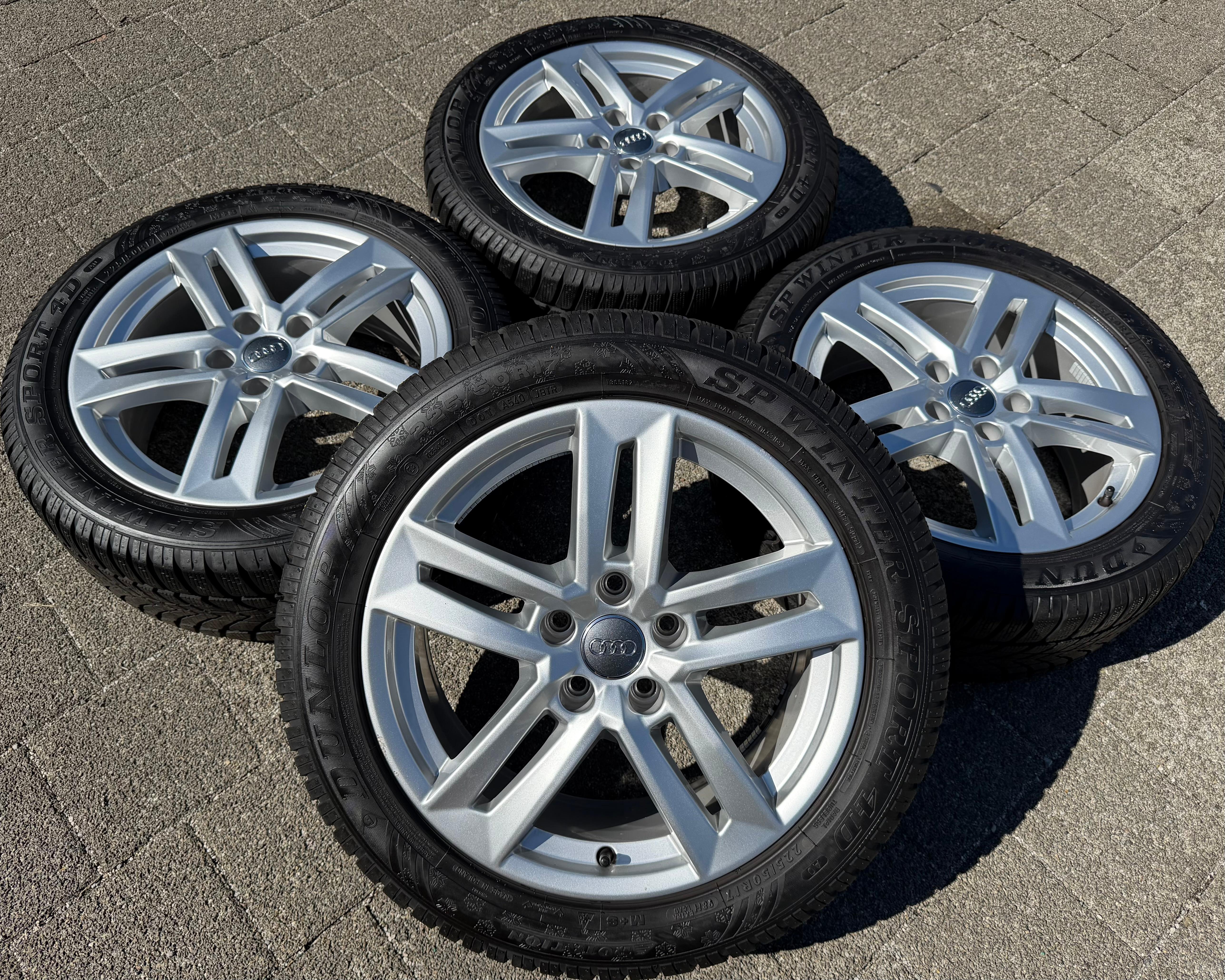 4 jantes d'hiver d'origine en alliage 17 pouces pour Audi A4 B9 8W 8W0601025P 225/50R17 98H Dunlop