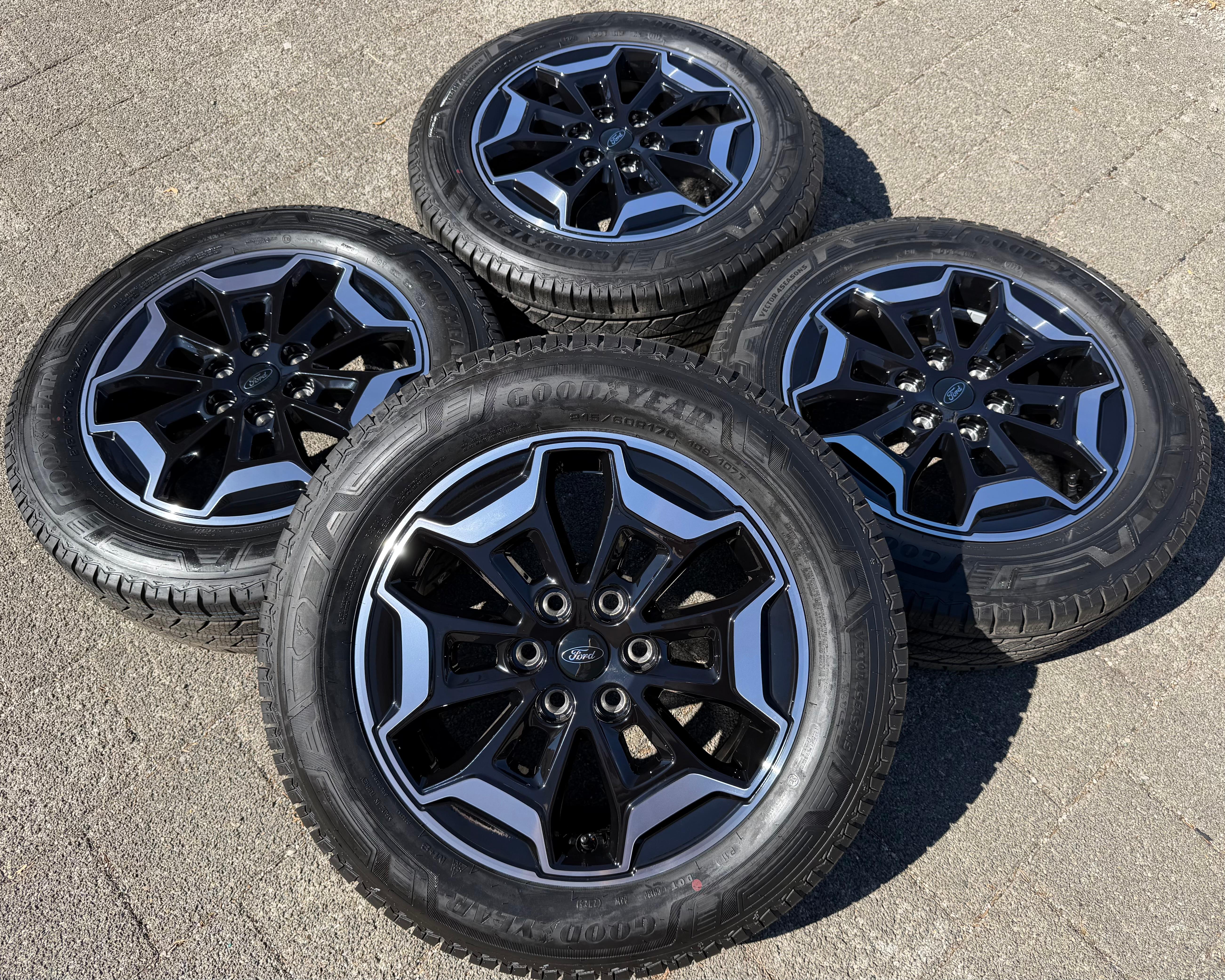 4 llantas de aluminio originales de 17" para verano para Ford Transit Tourneo Custom NXN 2024, con neumáticos Continental PZ31-FA y sistema de control de presión de neumáticos (TPMS)