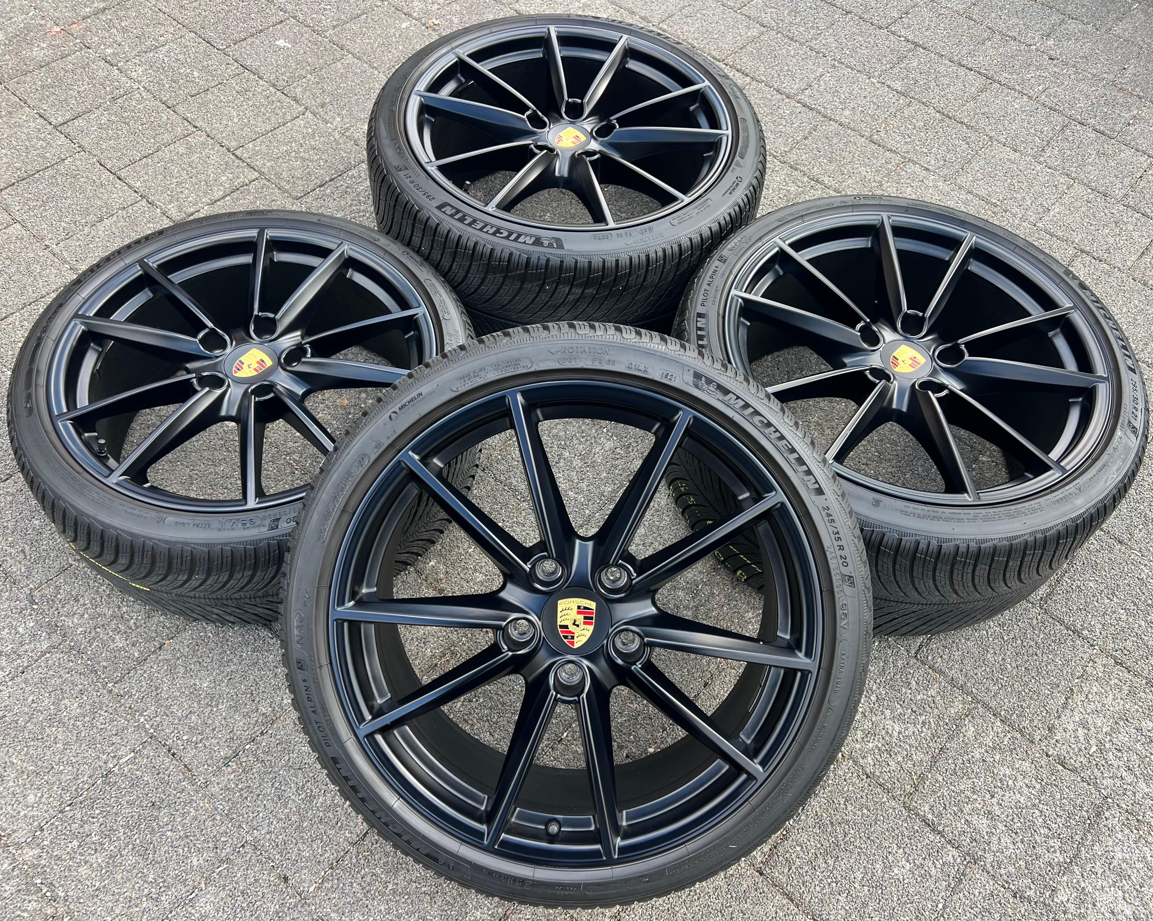 4 ORIGINAL 20" 21" ALU WINTERRÄDER PORSCHE 911 992 992601025C 992601025D SCHWARZ RDKS