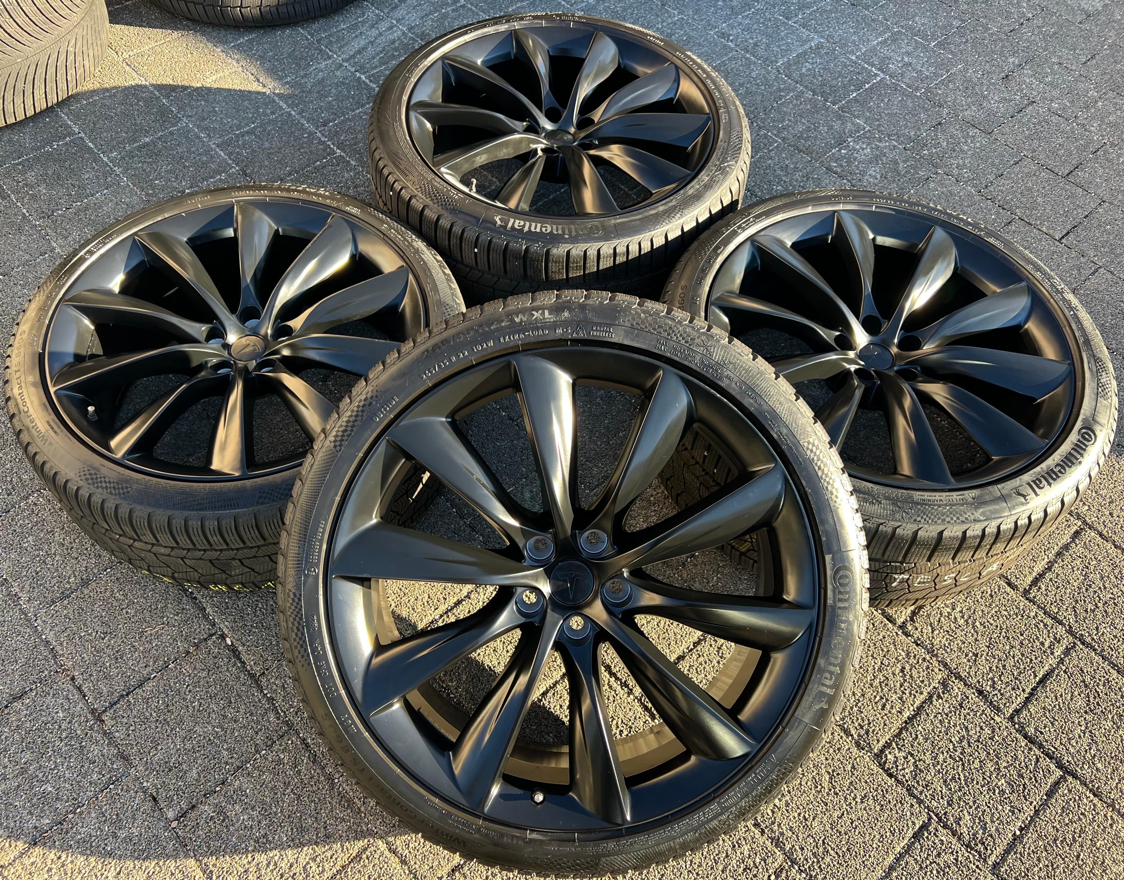 4 ORIGINAL 22" ALU WINTERRÄDER TESLA MODEL X 5YJX 1072246-00-E  1072246-00-F RDKS
