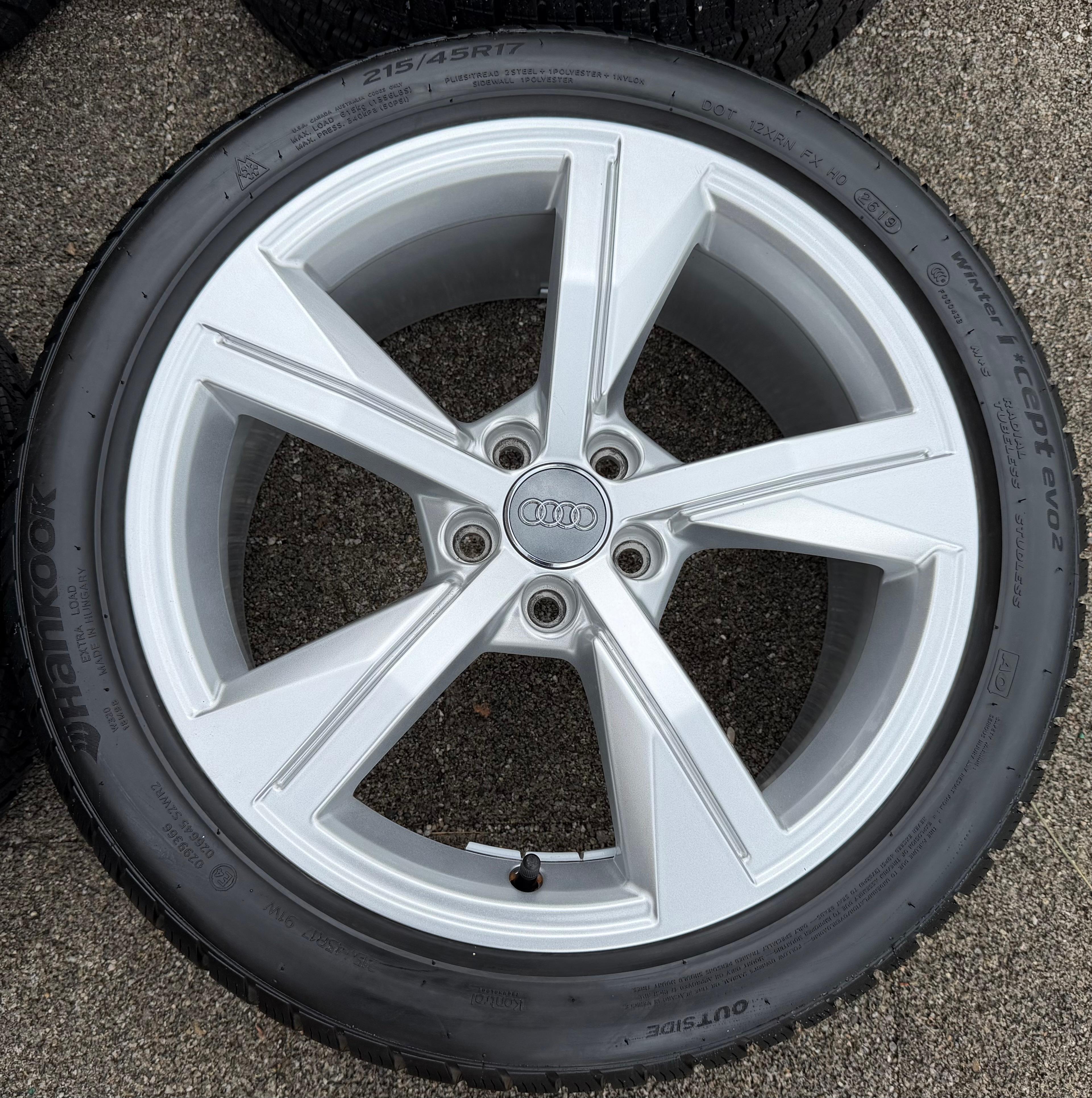 4 RUOTE IN LEGA ORIGINALI DA 17" PER AUDI A1 S1 GB 82A601025G 215/45R17 91W HANKOOK