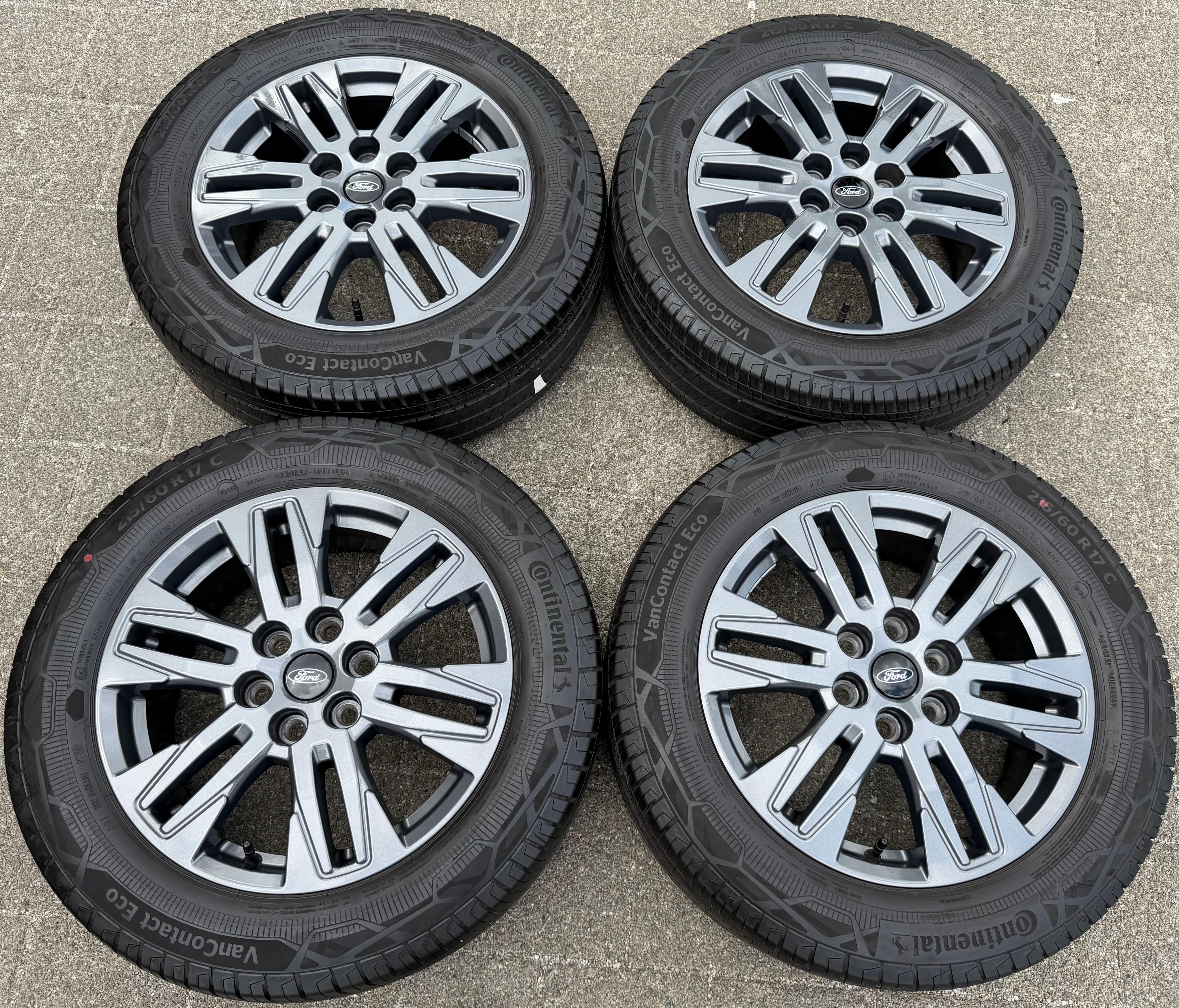 4 originele 17-inch aluminium Sommer-velgen voor Ford Transit Tourneo Custom NXN 2024, Continental PZ31-FA met bandenspanningscontrolesysteem (RDKS)
