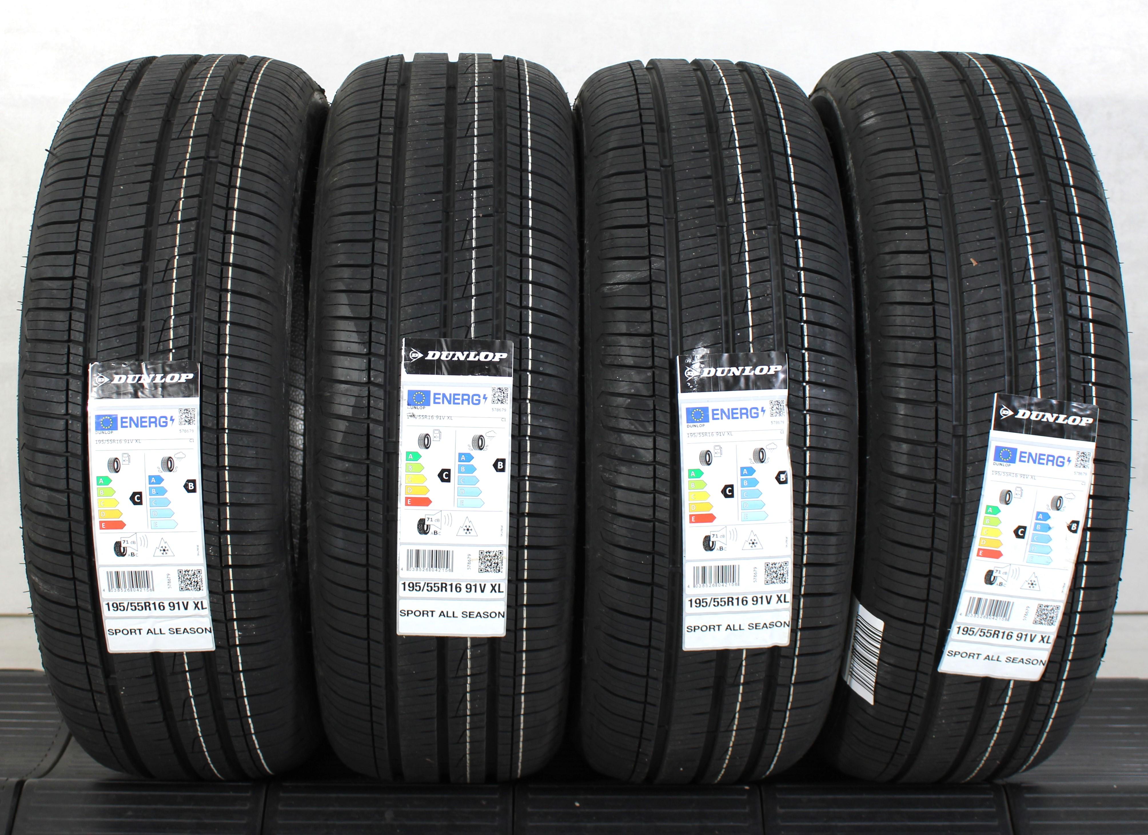 4 x 195/55R16 91V pneus toutes saisons Dunlop Sport Allseason 2023 NEU