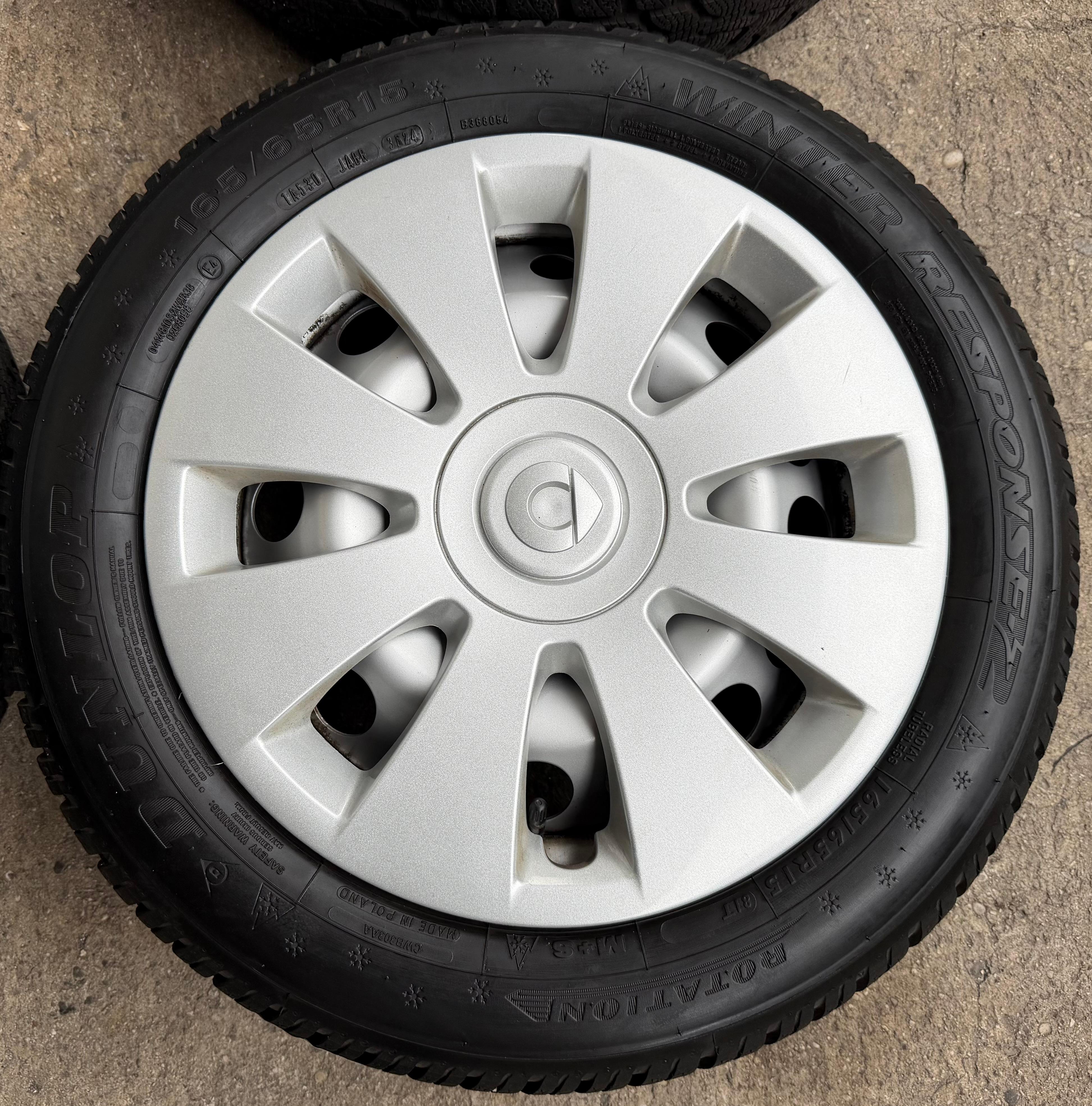 4 Original Winterräder Smart 453 165/65R15 81T 185/60R15 84T Dunlop RDKS 2024