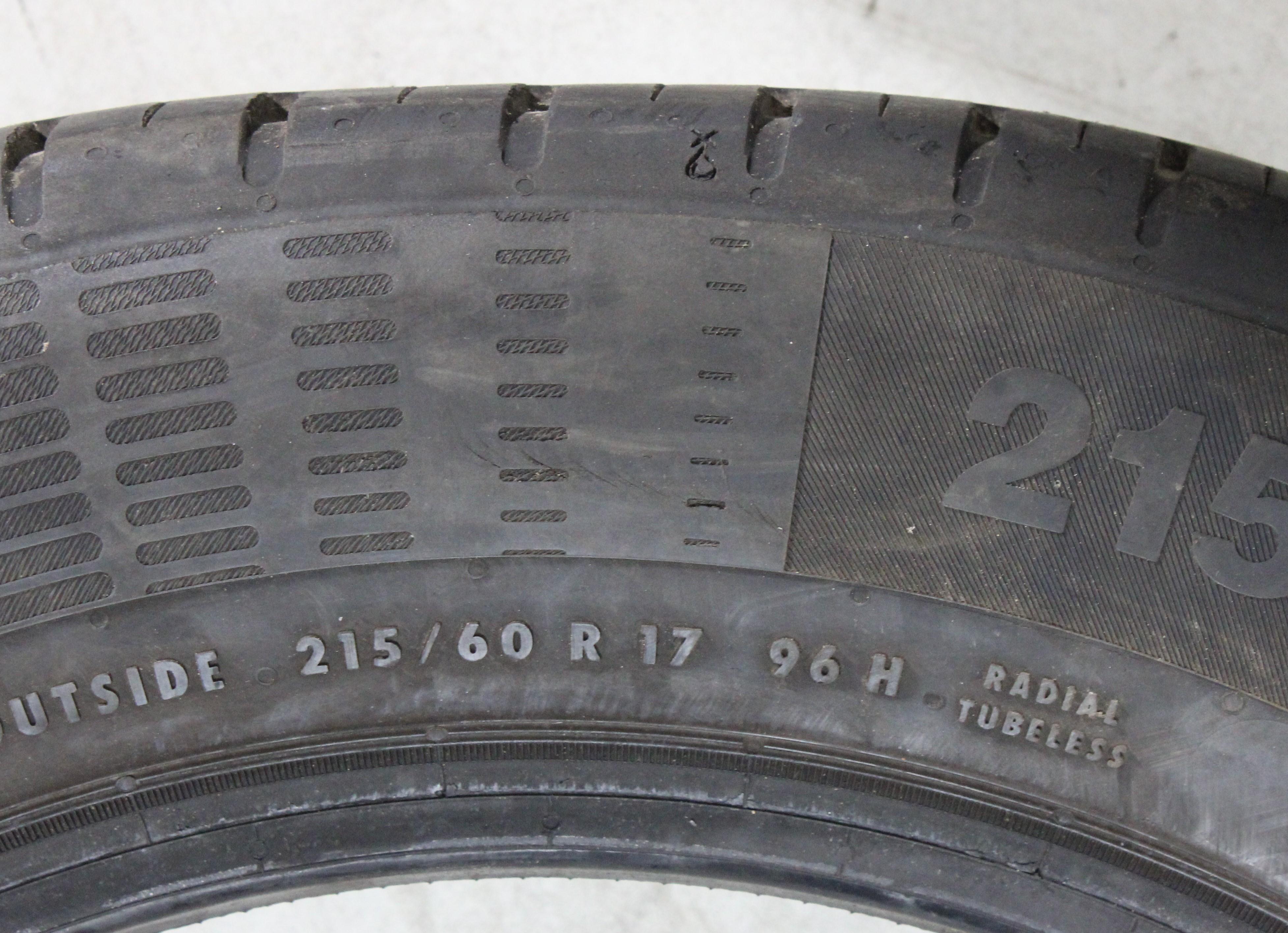 4 x 215/60R17 96H Sommerreifen Continental Eco Contact 5 5,5-6mm 2015