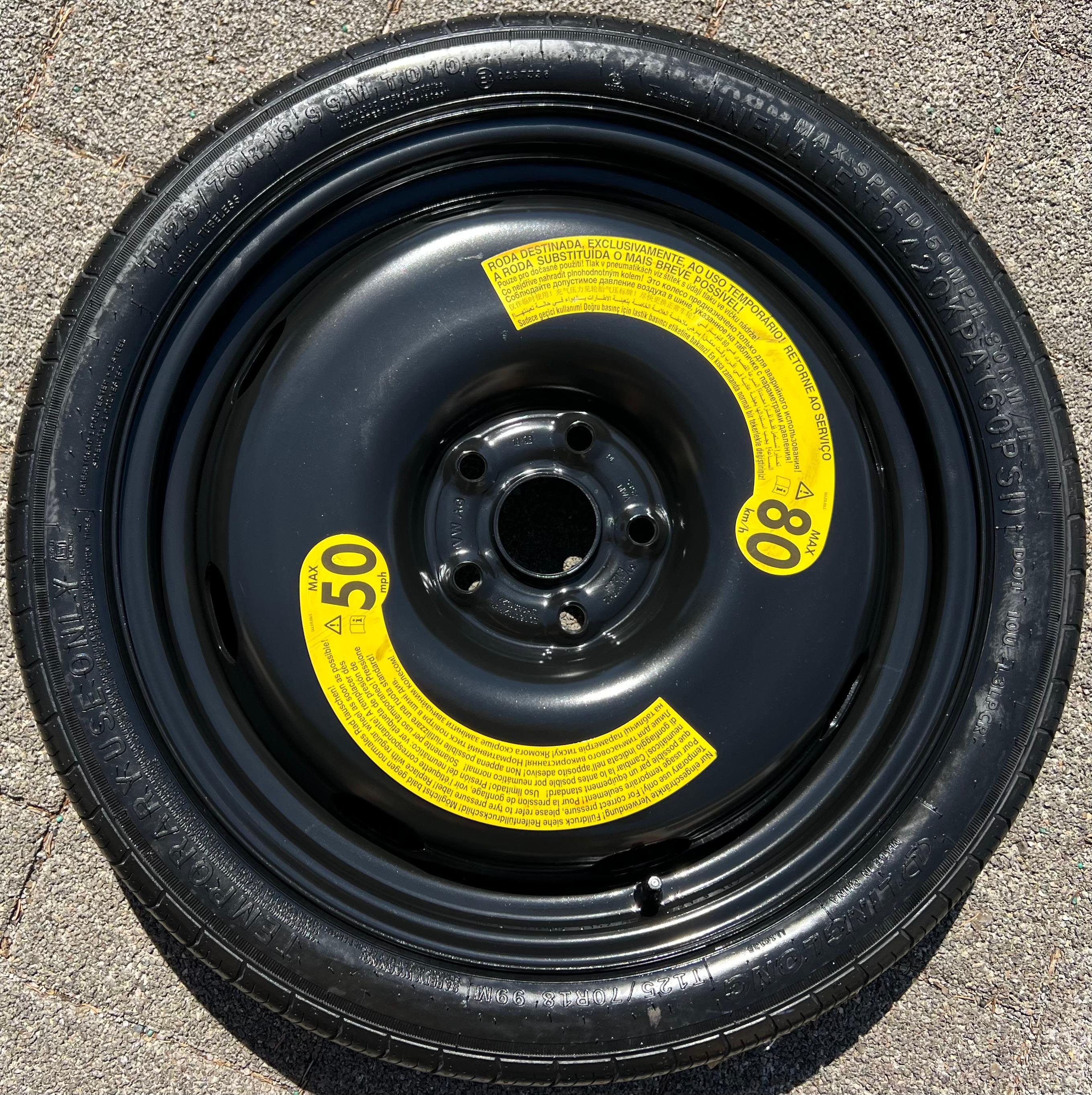 1 X NOTRAD RESERVERAD VW GOLF 6 7 8 T-ROC SKODA OCTAVIA SEAT LEON AUDI A3