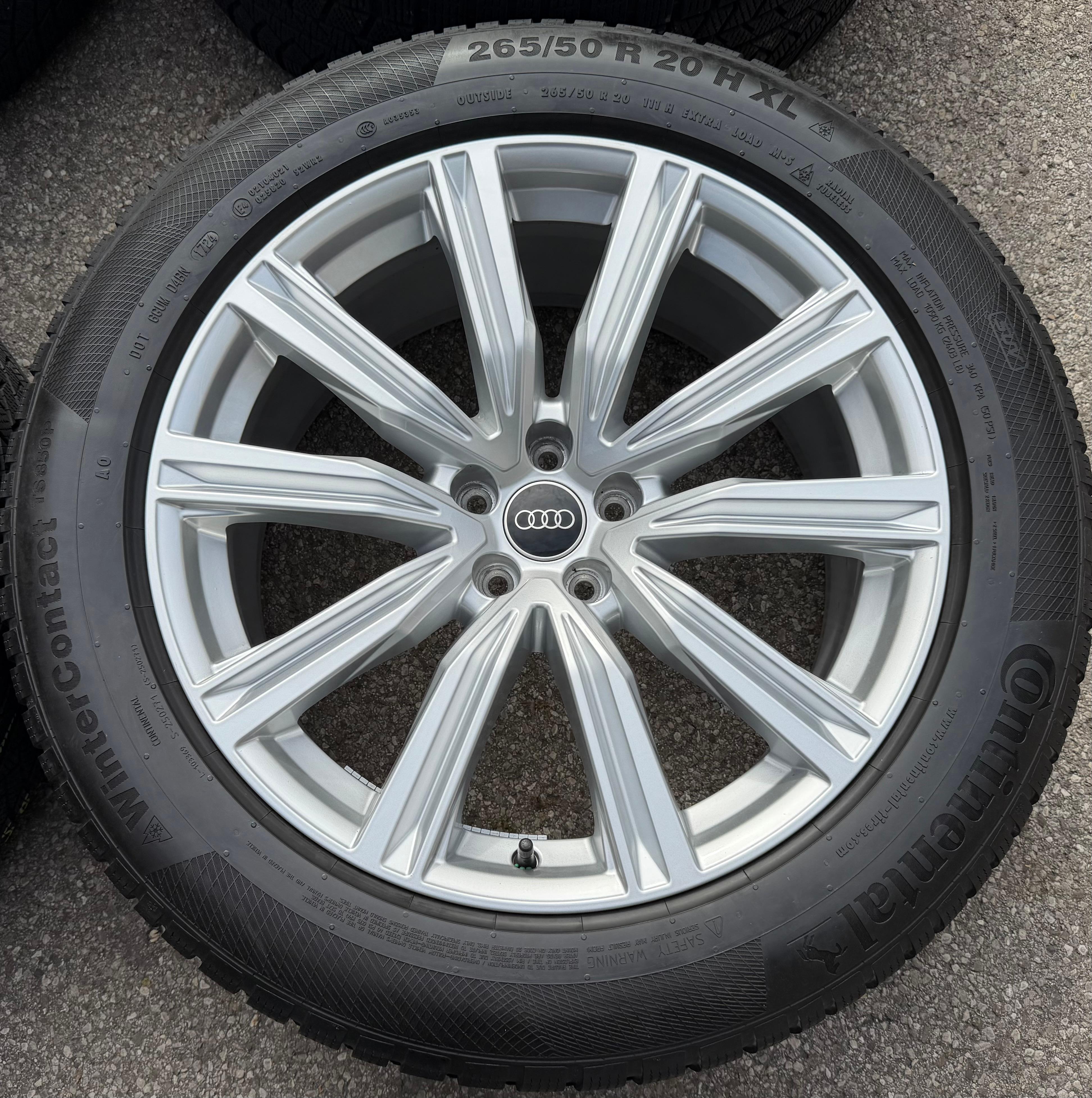 4 ruedas de invierno de aleación originales de 20" para Audi Q8 SQ8 4M8601025DK 265/50R20 111H Continental 2024